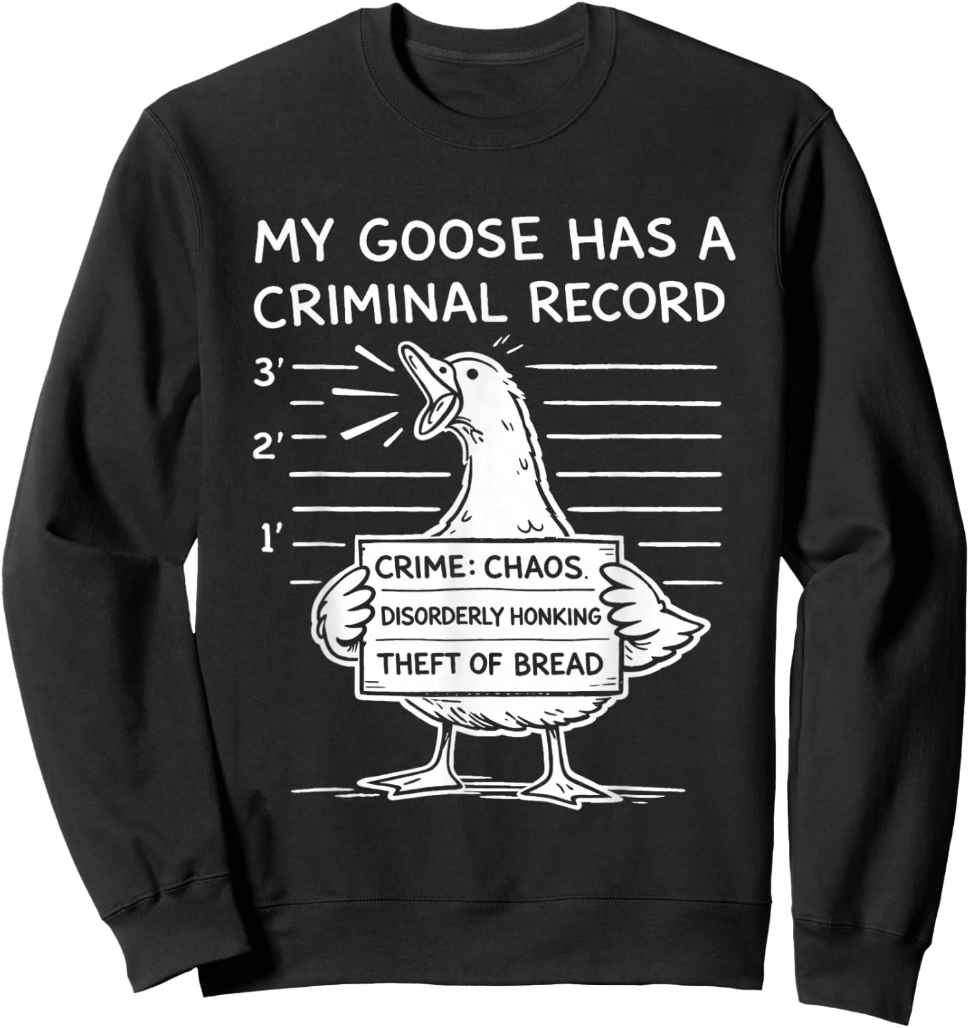 My Goose Has a Criminal Record - Funny Chaos Honking Meme Sweatshirt - Sweatshirt | Black