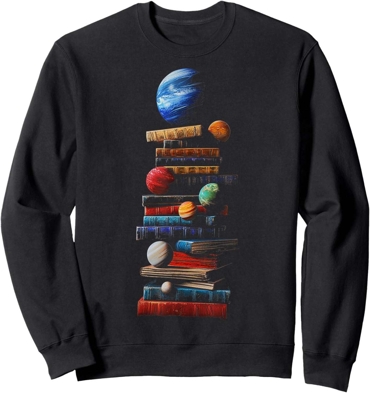 Book Space Graphic Planets Art , black Sweatshirt - Sweatshirt | Black