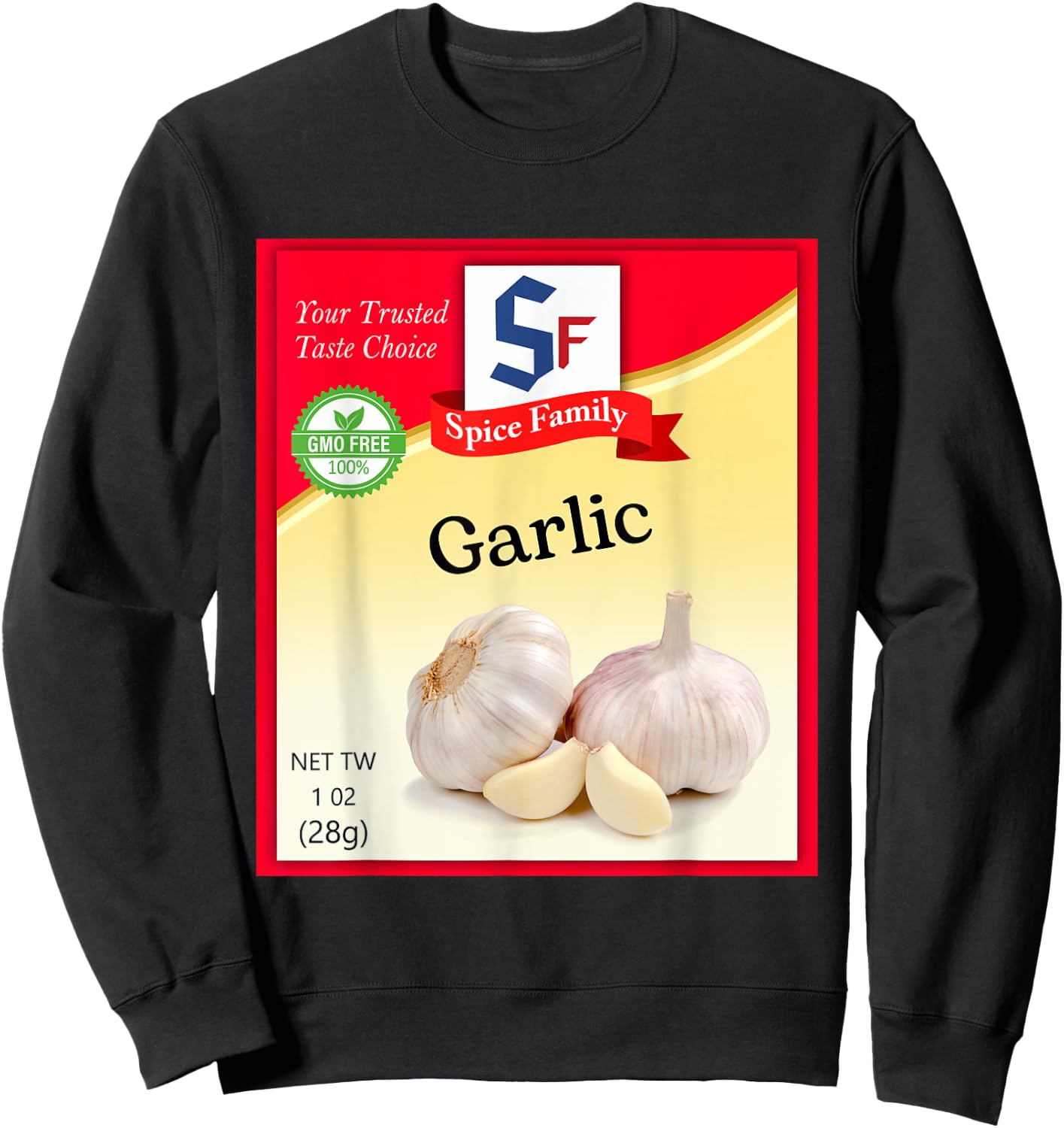 Garlic Condiment Costume Holiday Spice Costumes Sweatshirt - Sweatshirt | Black