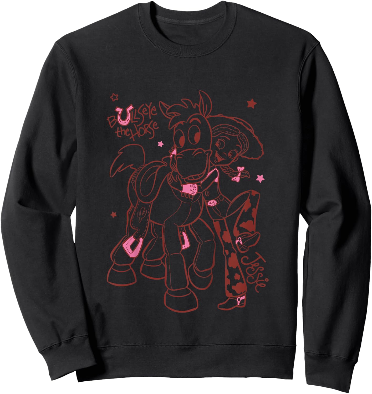 Kids Pixar Toy Story Jessie And Bullseye Outline , Pink, 2 Sweatshirt - Sweatshirt | Black