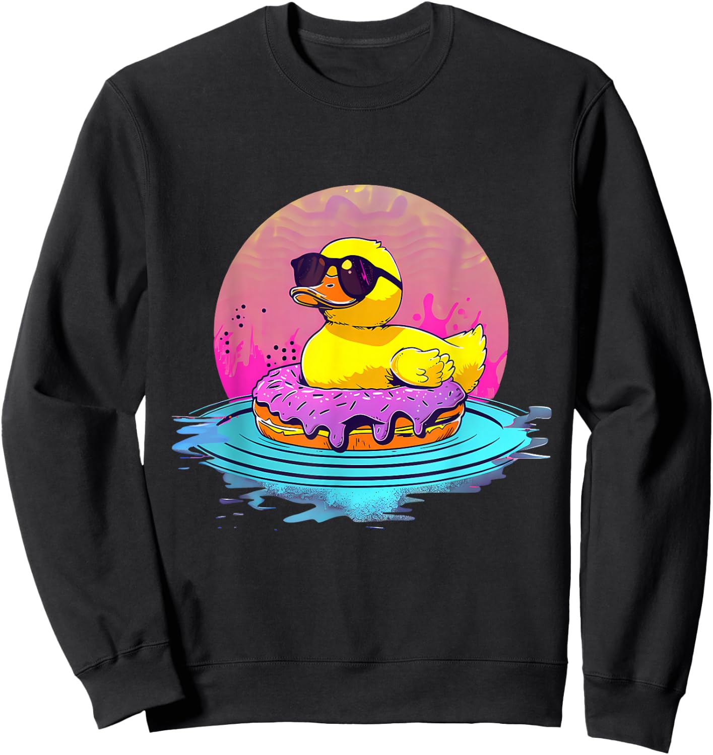 Rubber Duckie Donut Rubber Duckling Sunset Rubber Duck Sweatshirt - Sweatshirt | Black