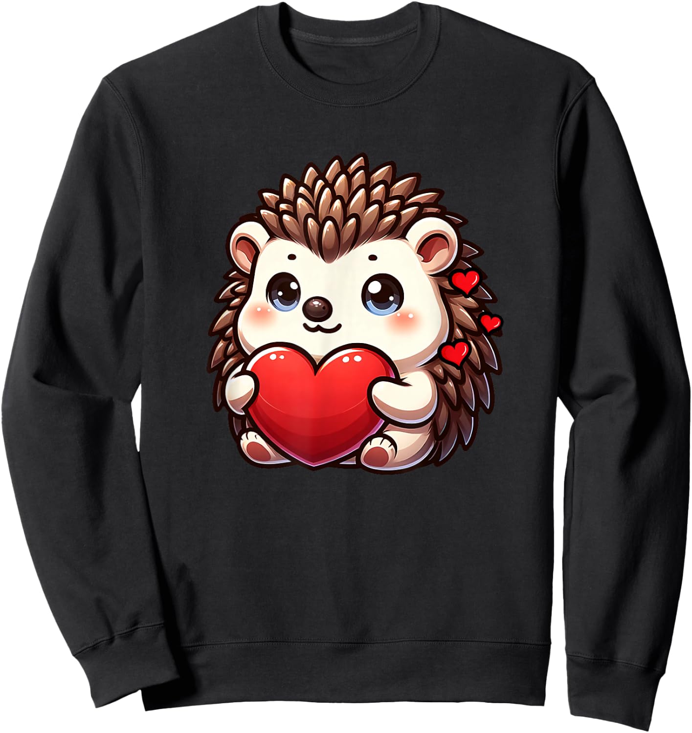 Valentines Hedgehog Heart Lover Funny Boys Girls Women Sweatshirt - Sweatshirt | Black