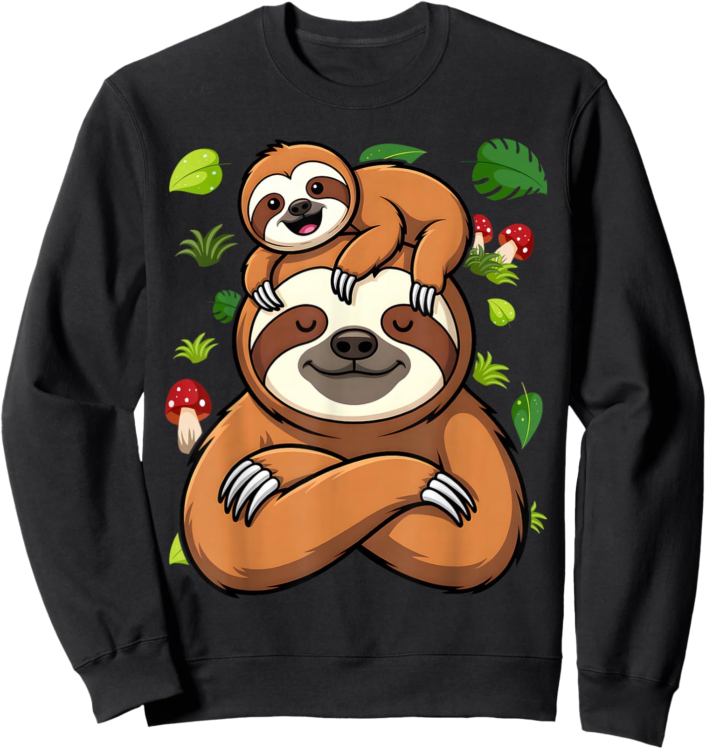 Cute Dad Father and Son Matching Daddy Sloth Sweatshirt - Sweatshirt | Black