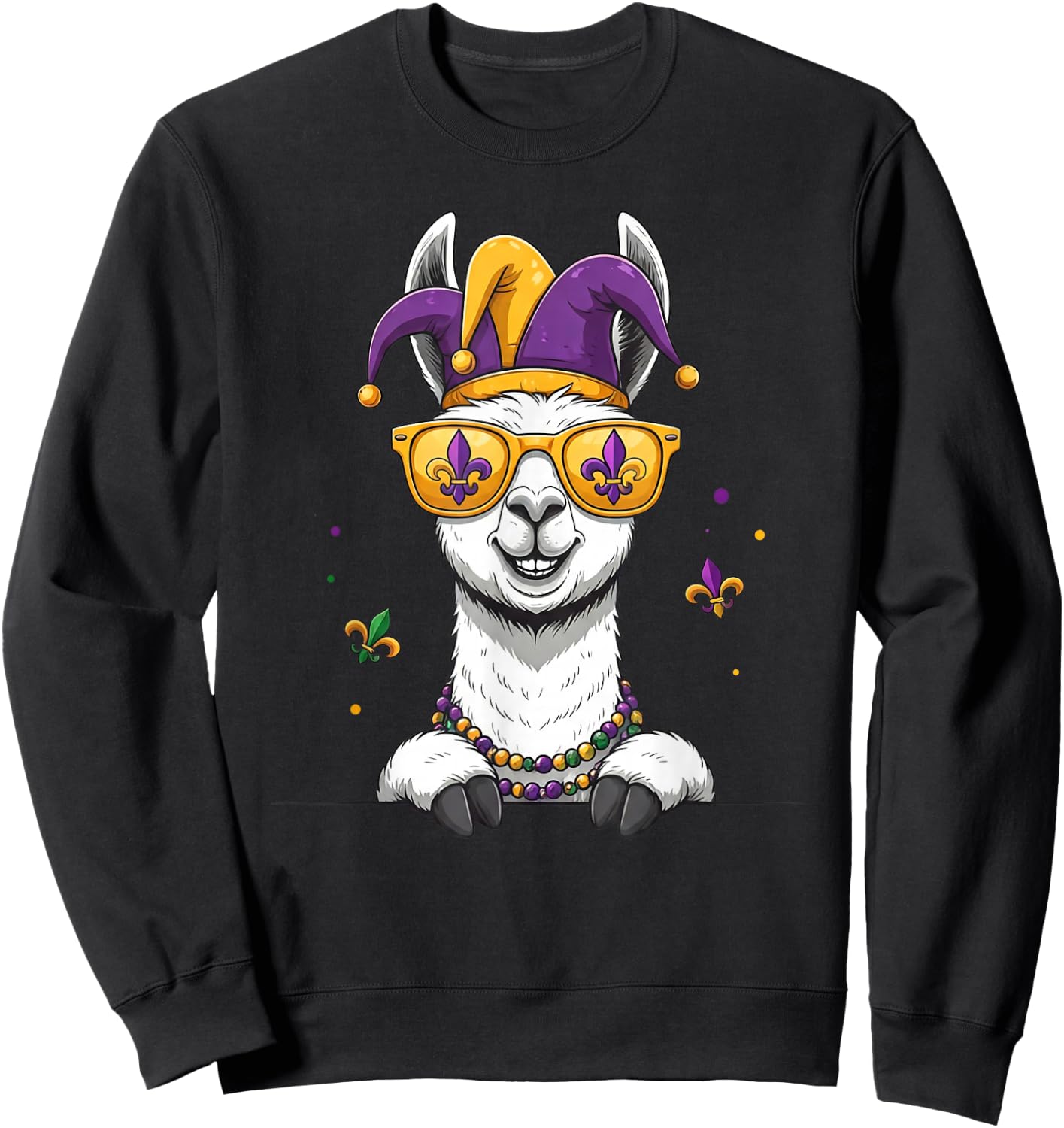 Funny Llama Mardi Gras Festival Carnival Kids Sweatshirt - Sweatshirt | Black