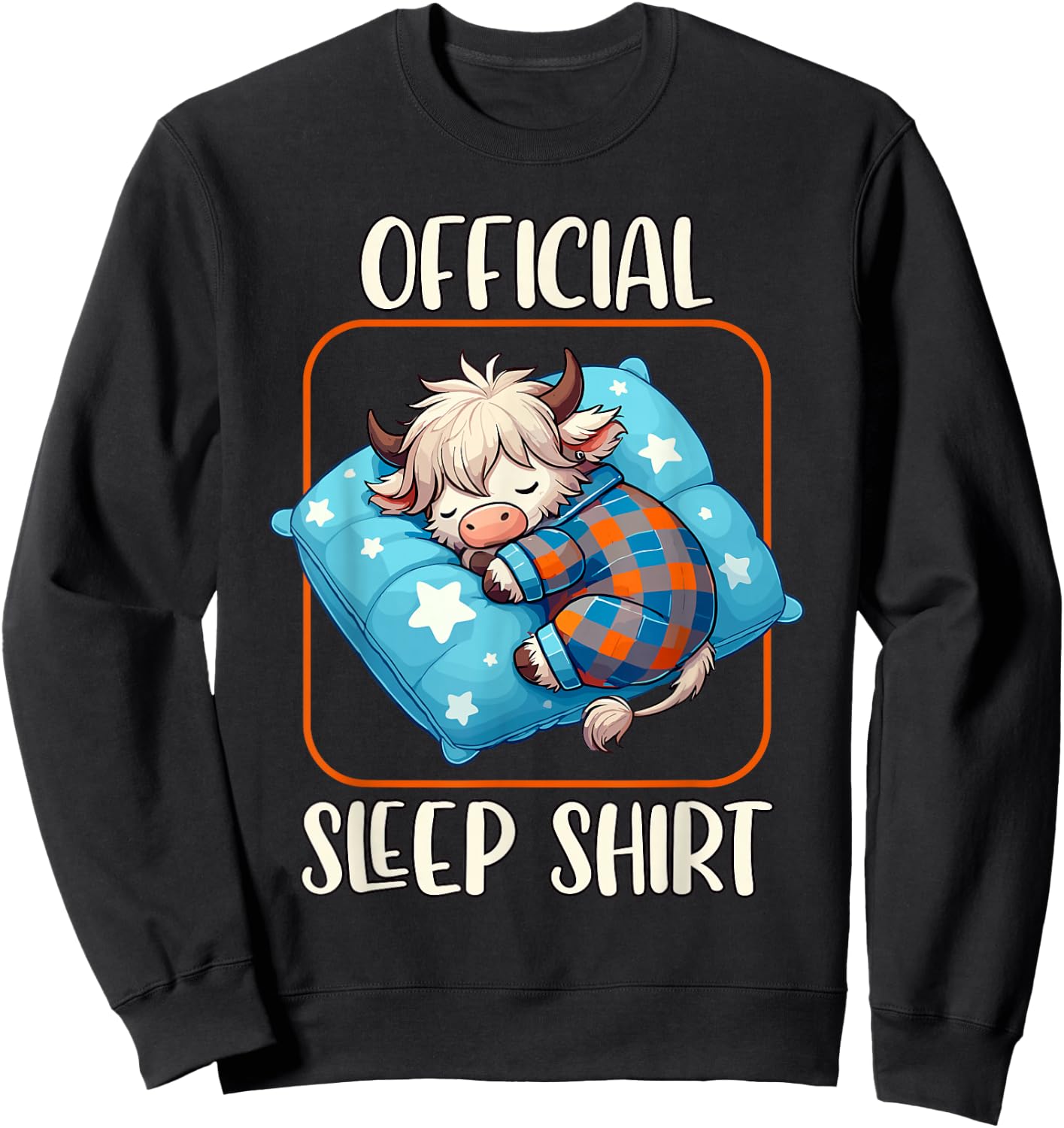 Highland Cow, Official Sleepshirt Nightgown Nightshirt Sleep Sweatshirt - Sweatshirt | Black
