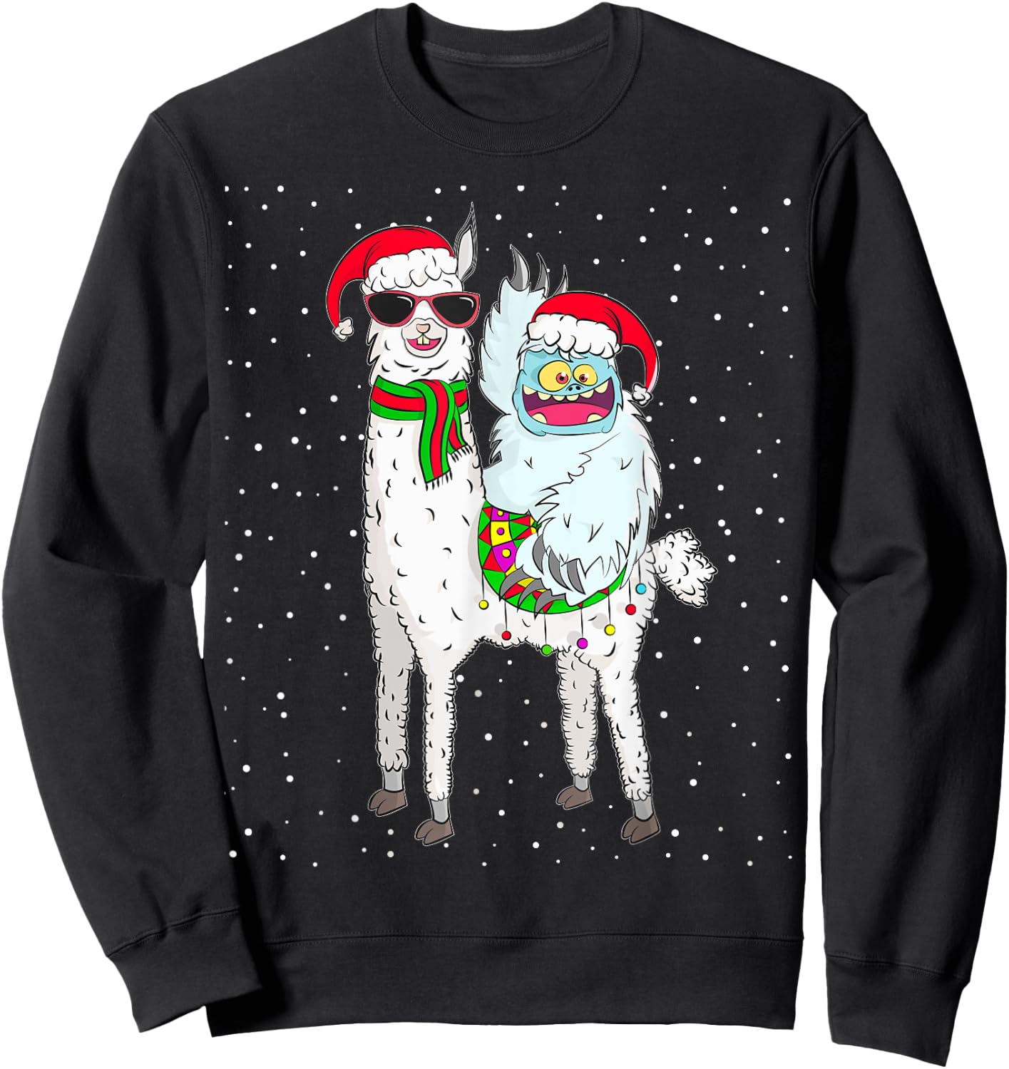 Yeti To Party Santa Hat Llama Christmas Pajama Xmas Gift Sweatshirt - Sweatshirt | Black