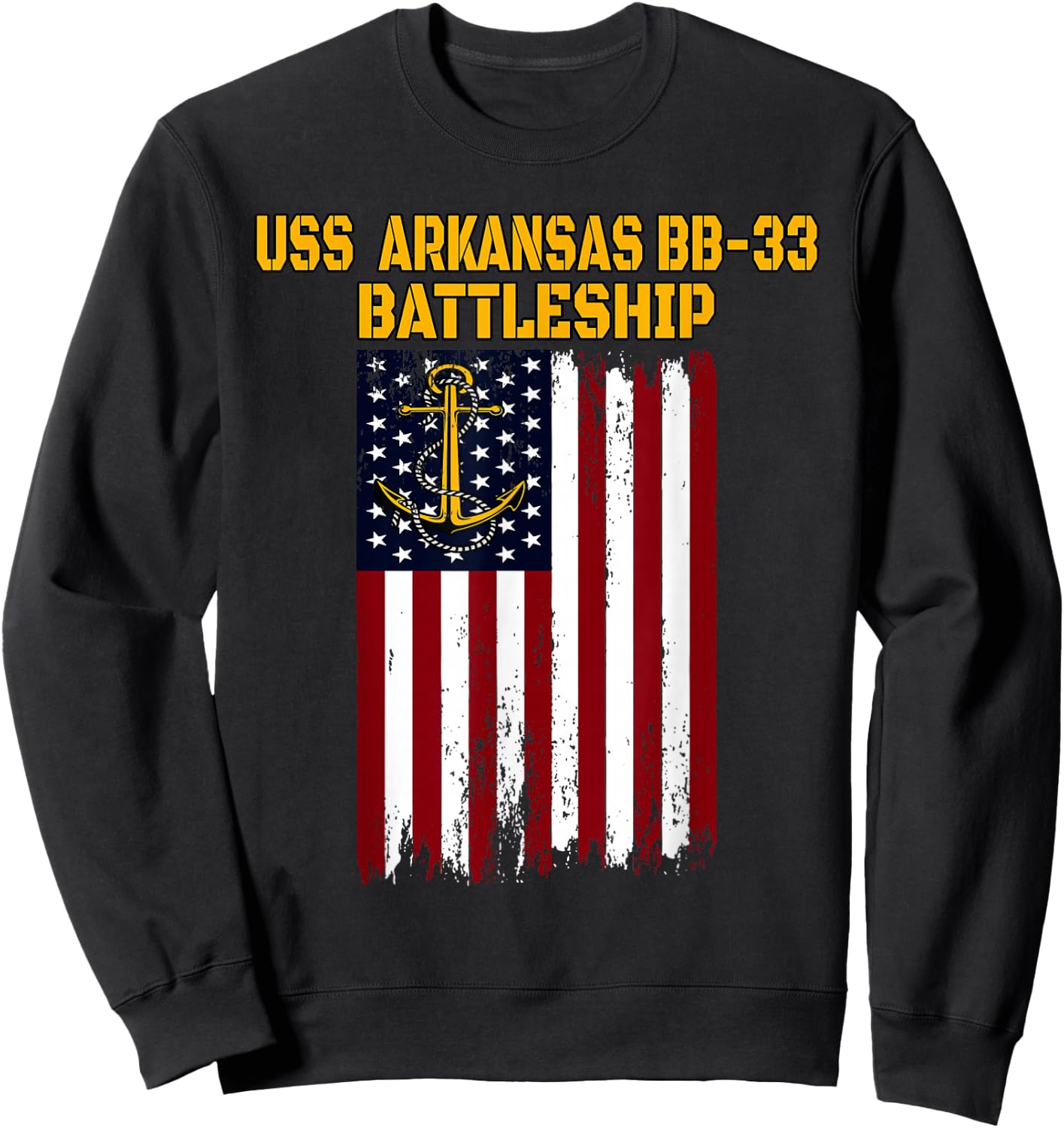 Battleship USS Arkansas BB-33 Warship Veteran Father Grandpa Sweatshirt - Sweatshirt | Black