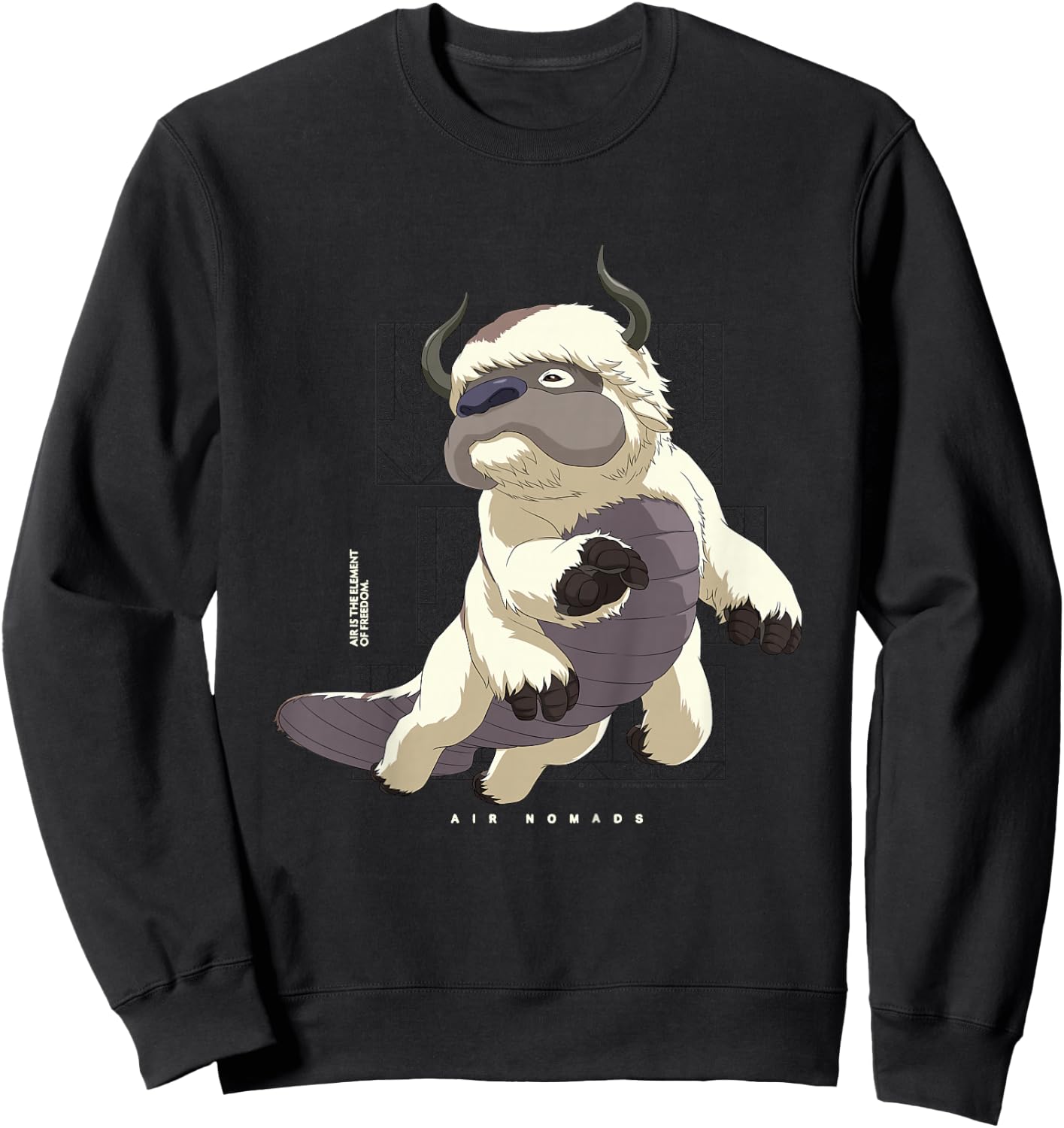 Kids Avatar The Last Airbender Appa Flying Bison Air Nomads Kids Sweatshirt - Sweatshirt | Black