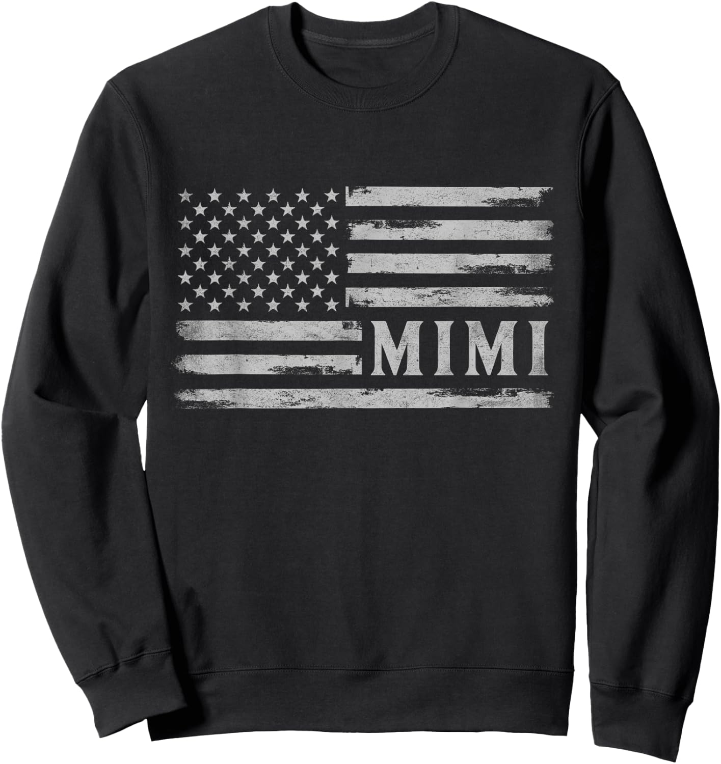 Mimi Grey Vintage USA Flag Mother's Day Grandma Sweatshirt - Sweatshirt | Black