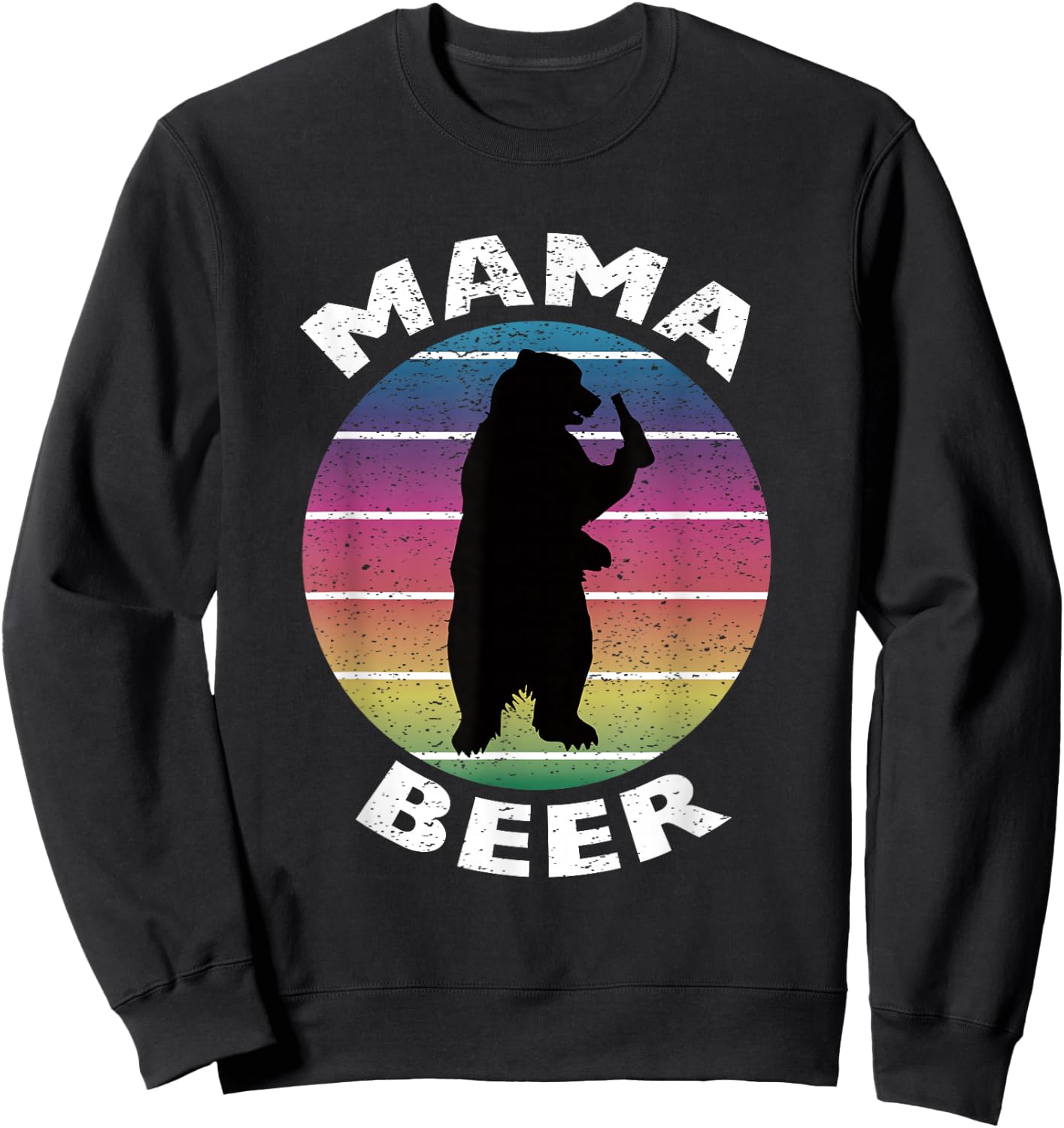 Funny Mama Beer Retro Bear Drinking Beer Cool Sweatshirt - Sweatshirt | Black