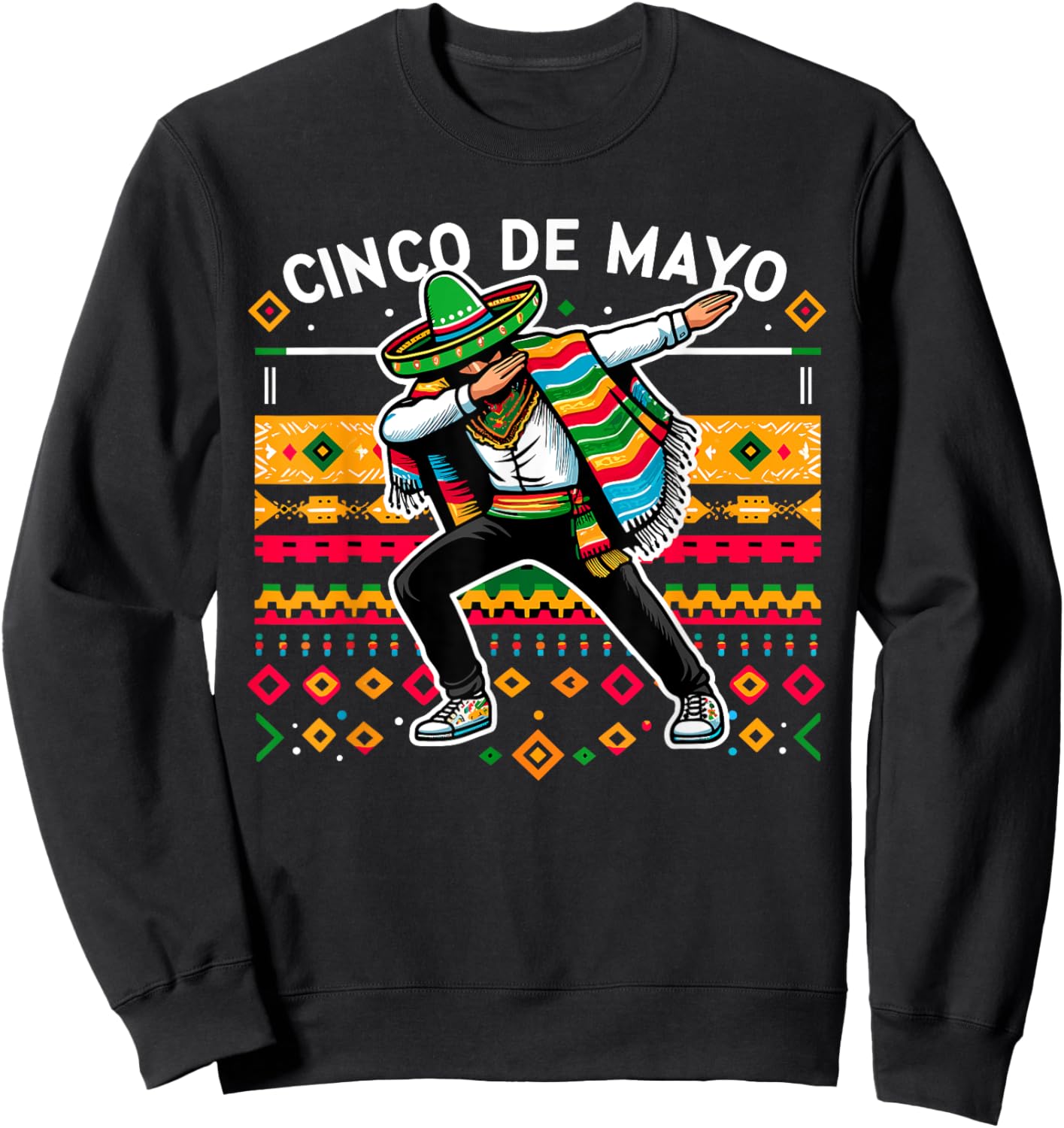 Dabbing Mexican Poncho Cinco De Mayo Fiesta Sweatshirt - Sweatshirt | Black