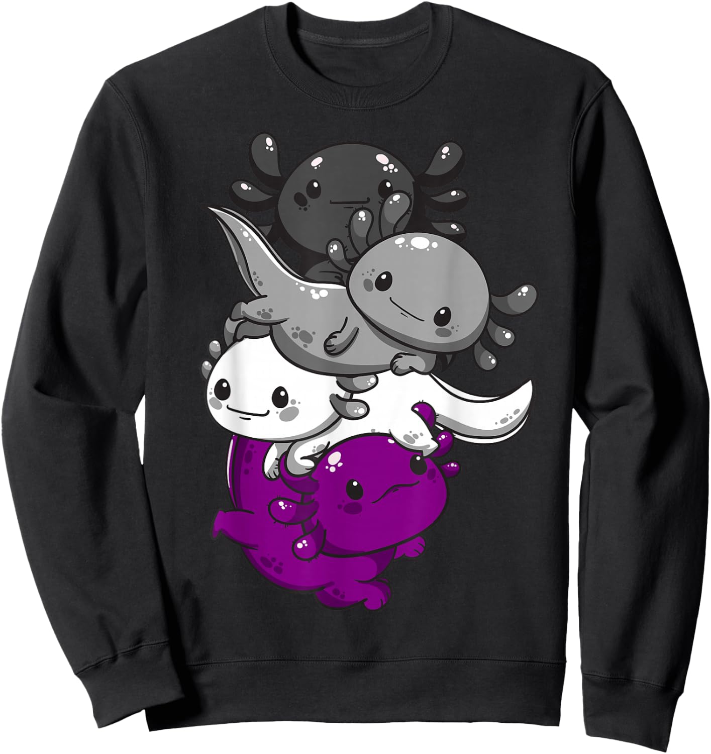 Subtle Asexual Kawaii Axolotl Pride Flag Sweatshirt - Sweatshirt | Black