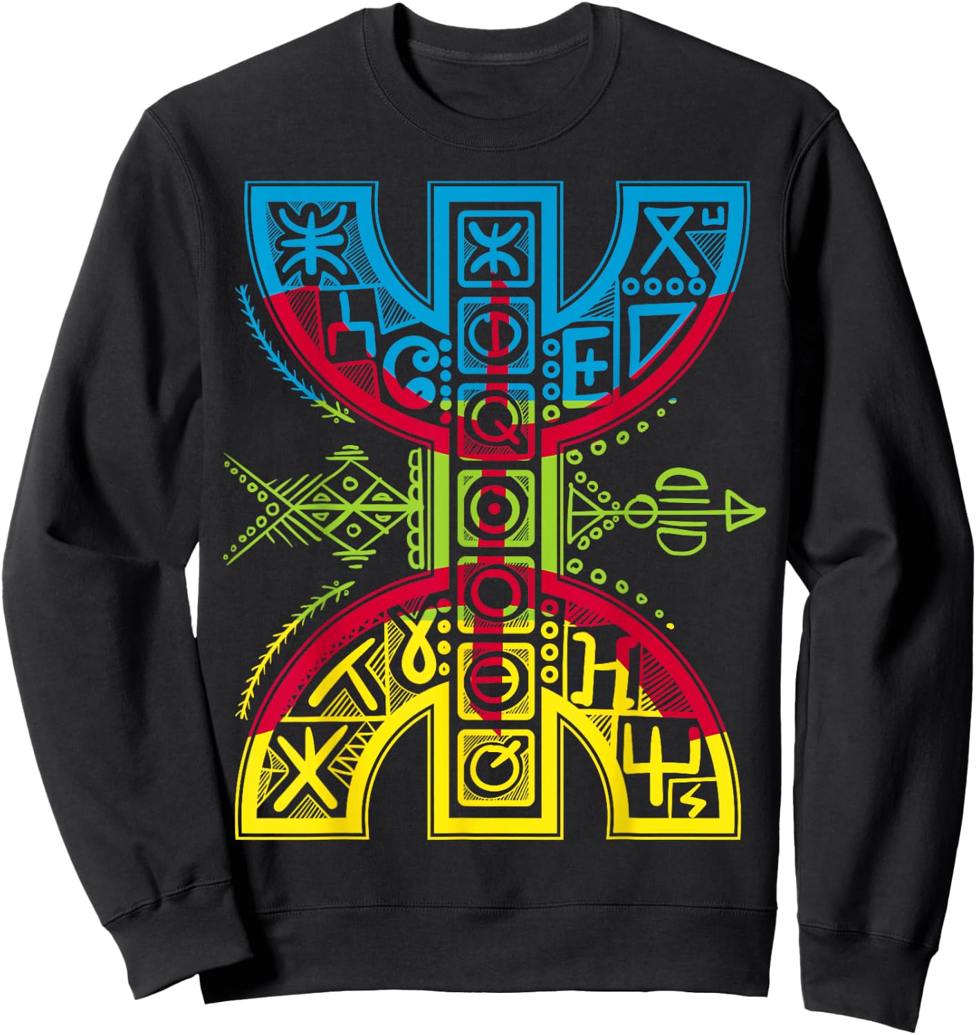 Amazigh Flag with YAZ Tifinagh Symbol Berbers Libere , Black Sweatshirt - Sweatshirt | Black