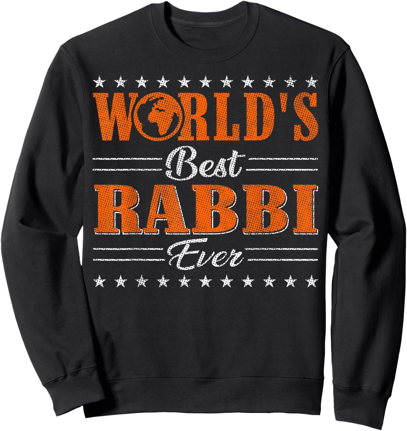 Retro Motif Worlds Best Rabbi Sweatshirt - Sweatshirt | Black