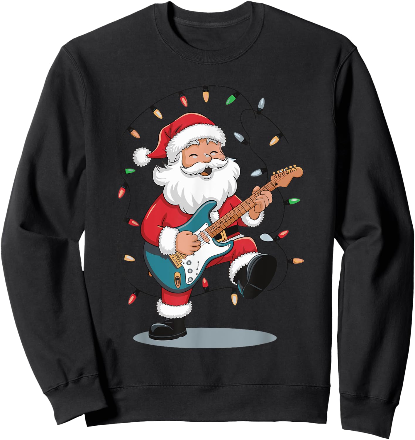 Santa Playing Guitar Sweatshirt - Sweatshirt | Black