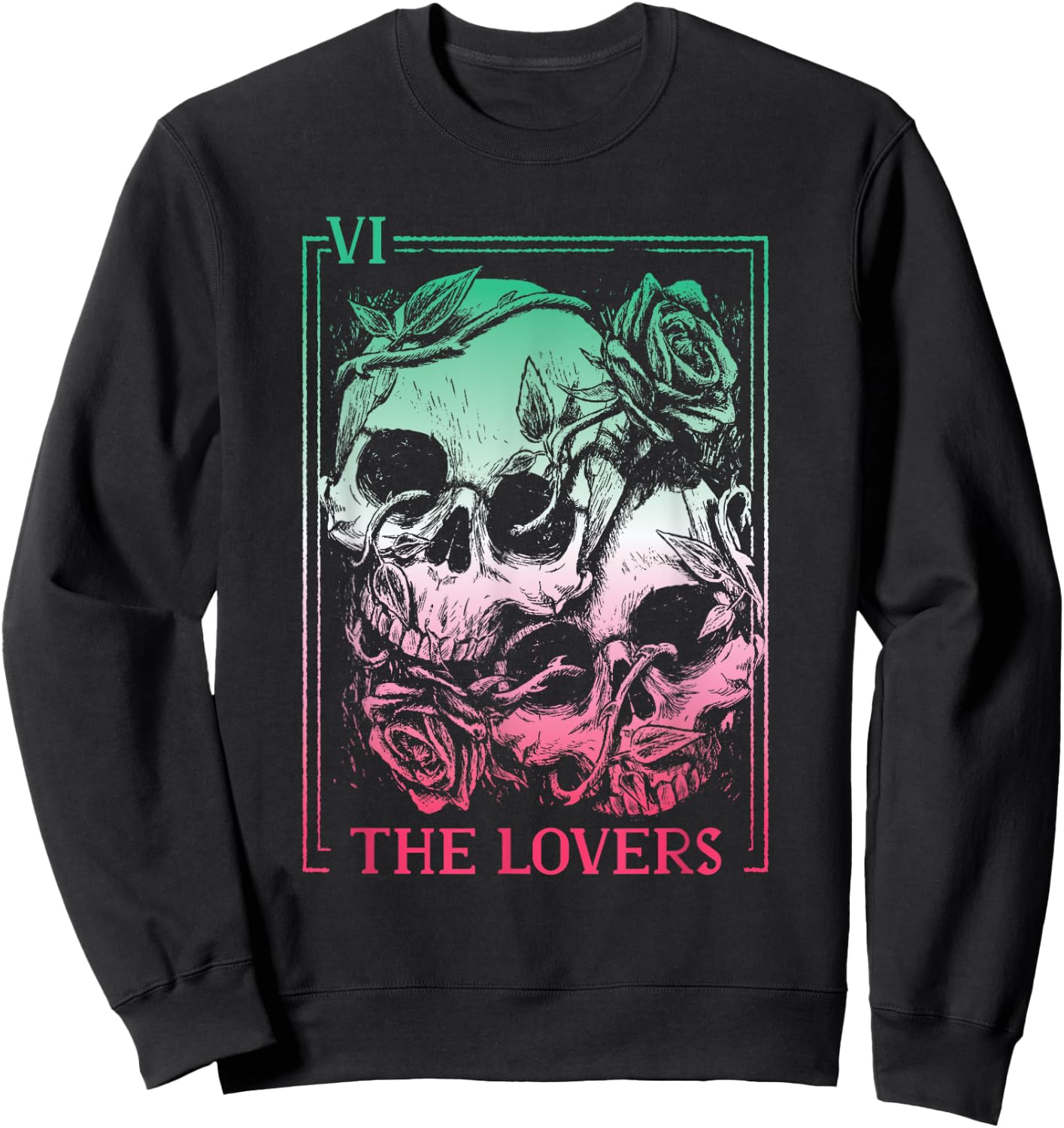 The Lovers Tarot Card Occult Goth Abrosexual Gothic Soulmate Sweatshirt - Sweatshirt | Black