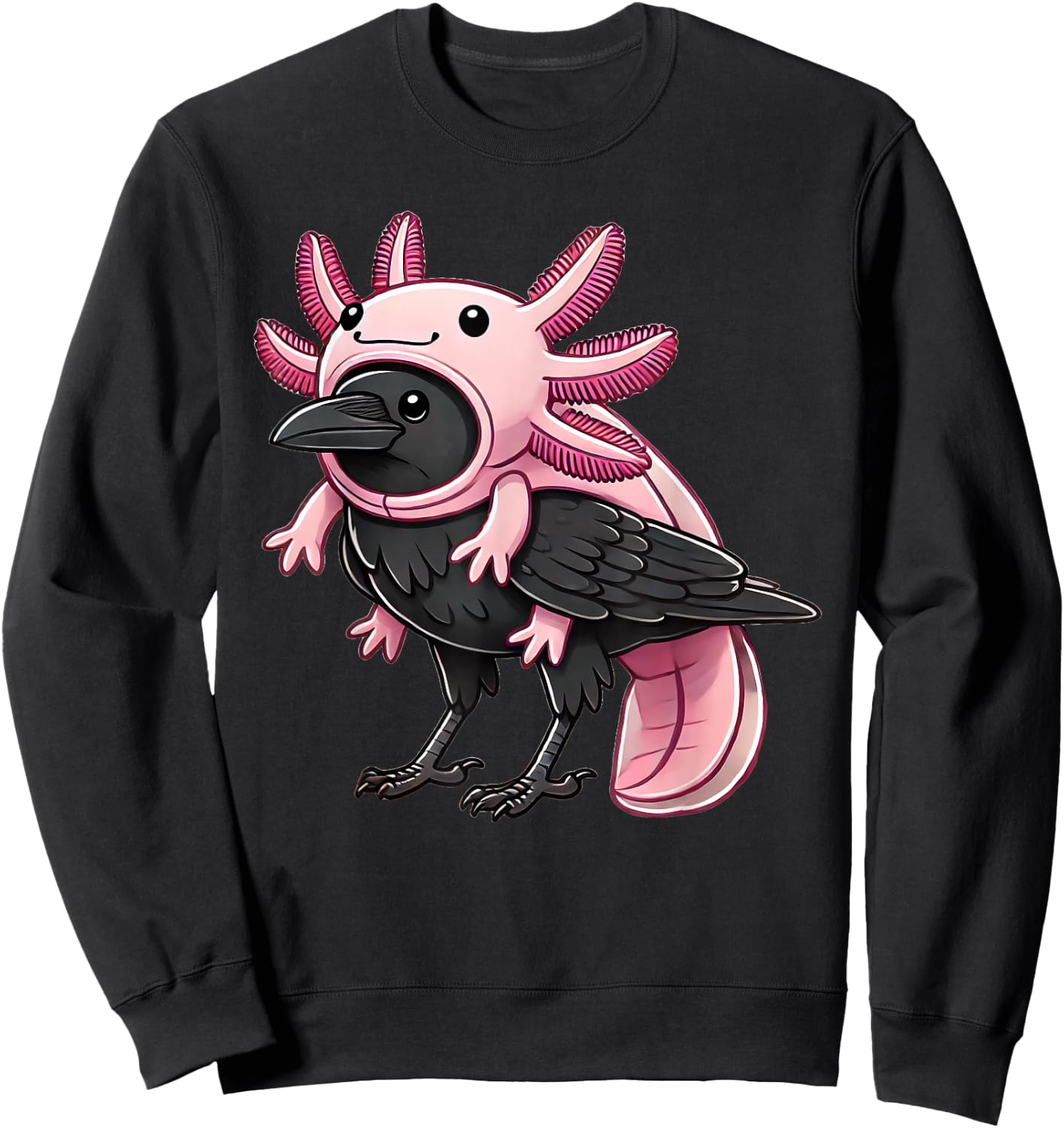 Kawaii Crow Raven Bird Axolotl Costume Sweatshirt - Sweatshirt | Black