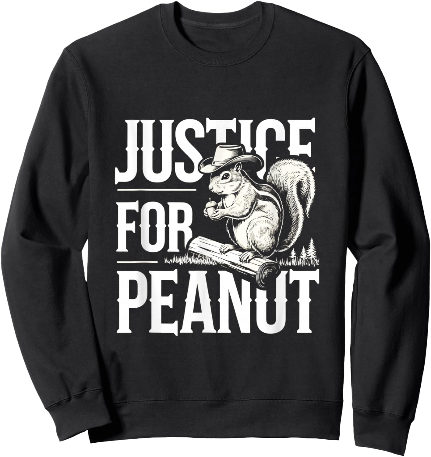 Justice For Peanut The Squirrel - Cute Squirrel Cowboy Hat Sweatshirt - Sweatshirt | Black