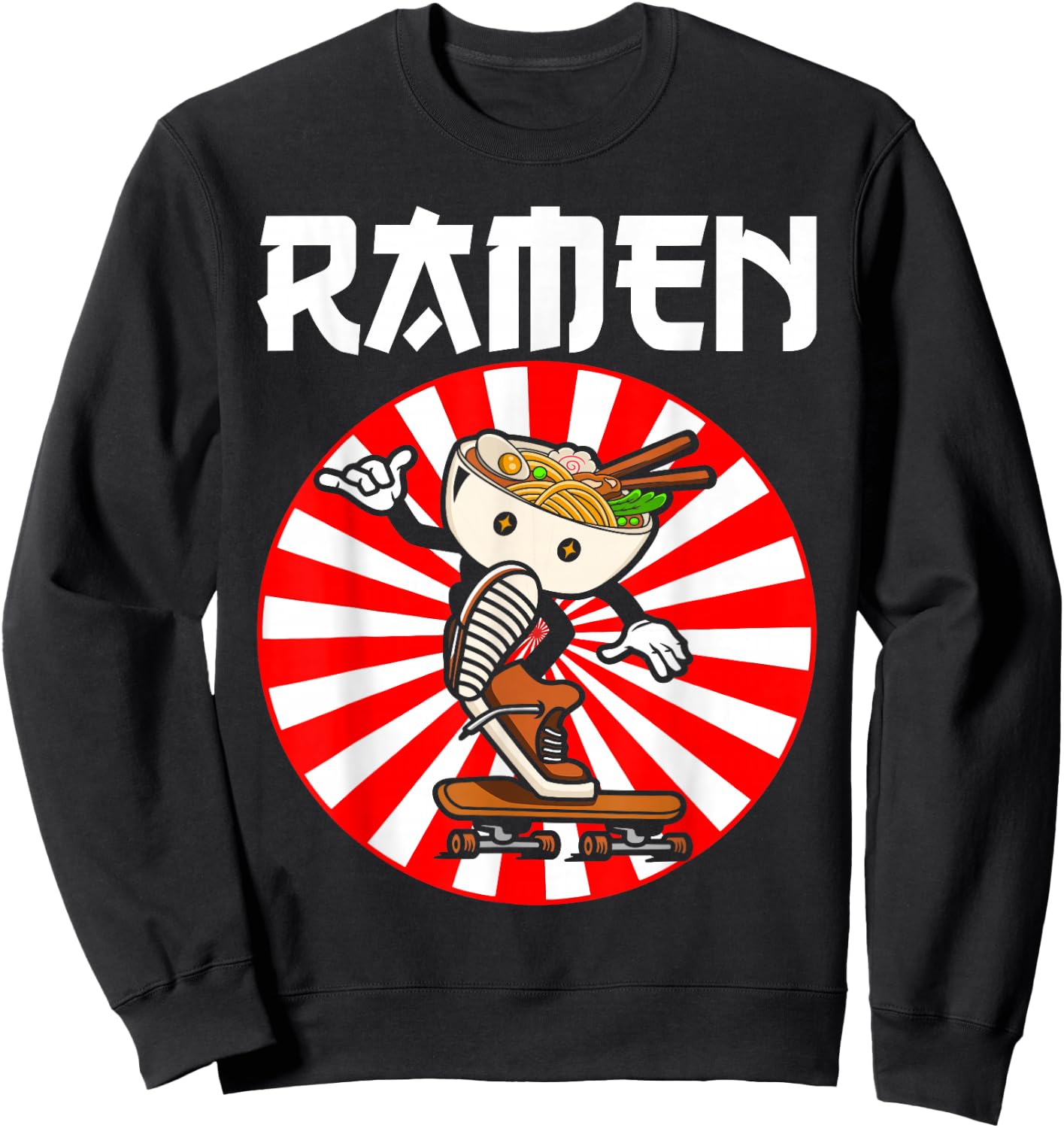 Cute Ramen Skater Kawaii Anime Skateboard Lover Teens Sweatshirt - Sweatshirt | Black