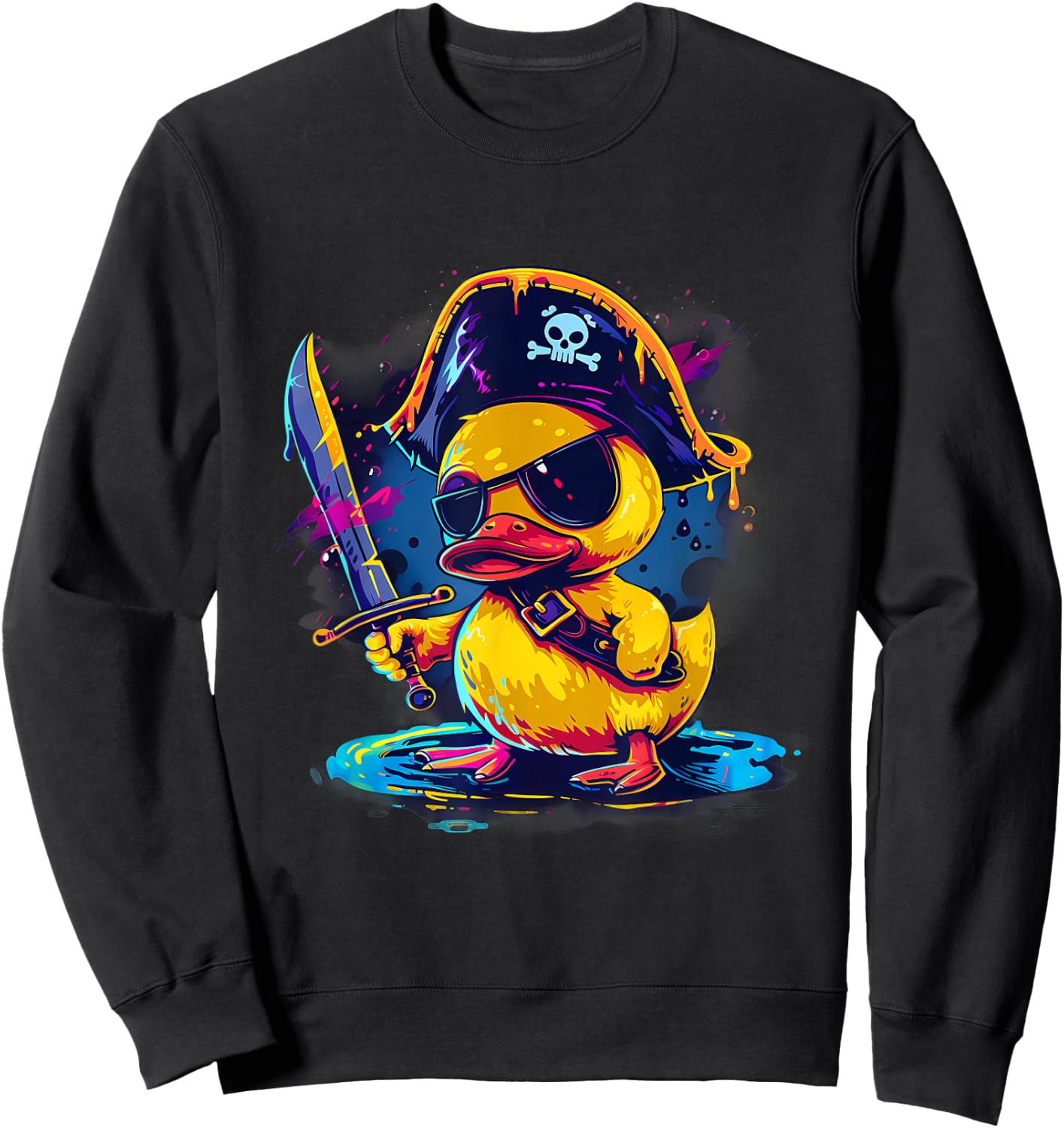 Rubber Duck Pirate Rubber Duckling Artwork Funny Rubber Duck Sweatshirt - Sweatshirt | Black