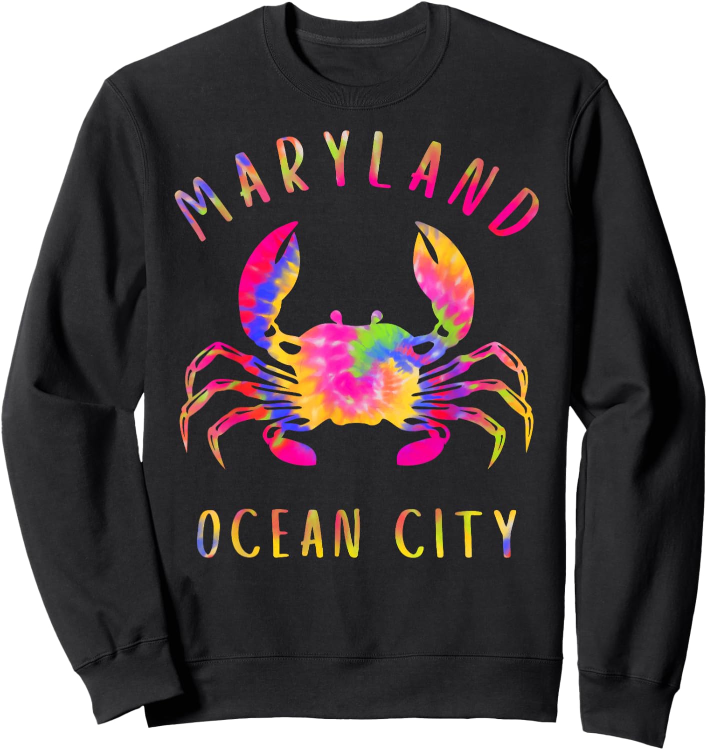Ocean City Blue Crab Tie dye Maryland Maryland Vacation Sweatshirt - Sweatshirt | Black