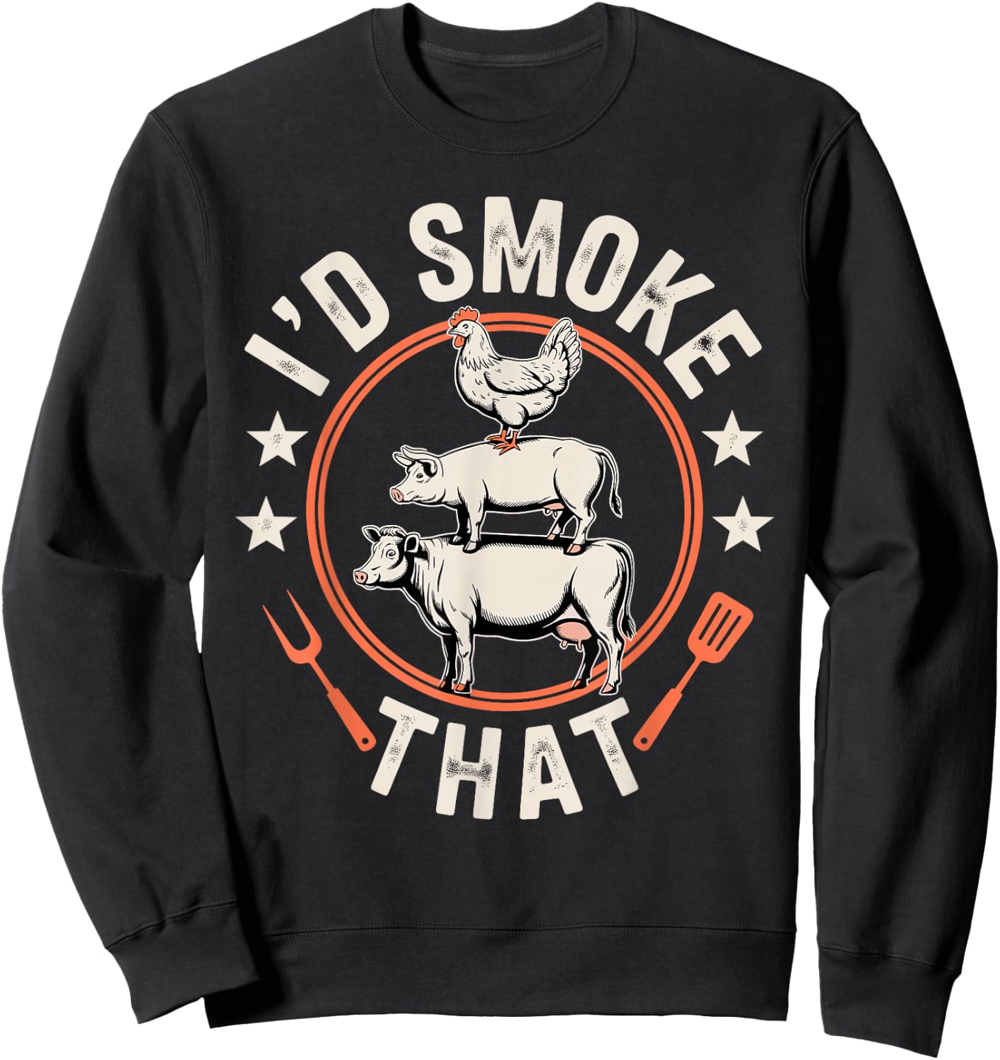 Funny BBQ Art Women Grilling Meat Smoking Barbecue Sweatshirt - Sweatshirt | Black