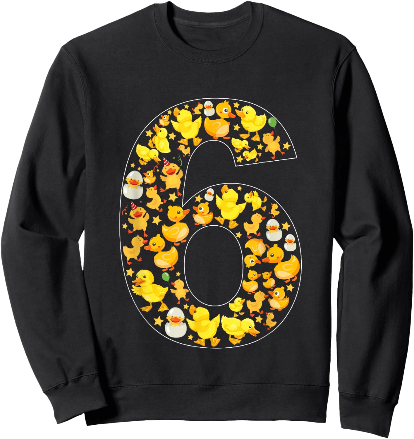 6th Birthday Cute Duck Theme 6 Year Old Boy Girl Birthday Sweatshirt - Sweatshirt | Black