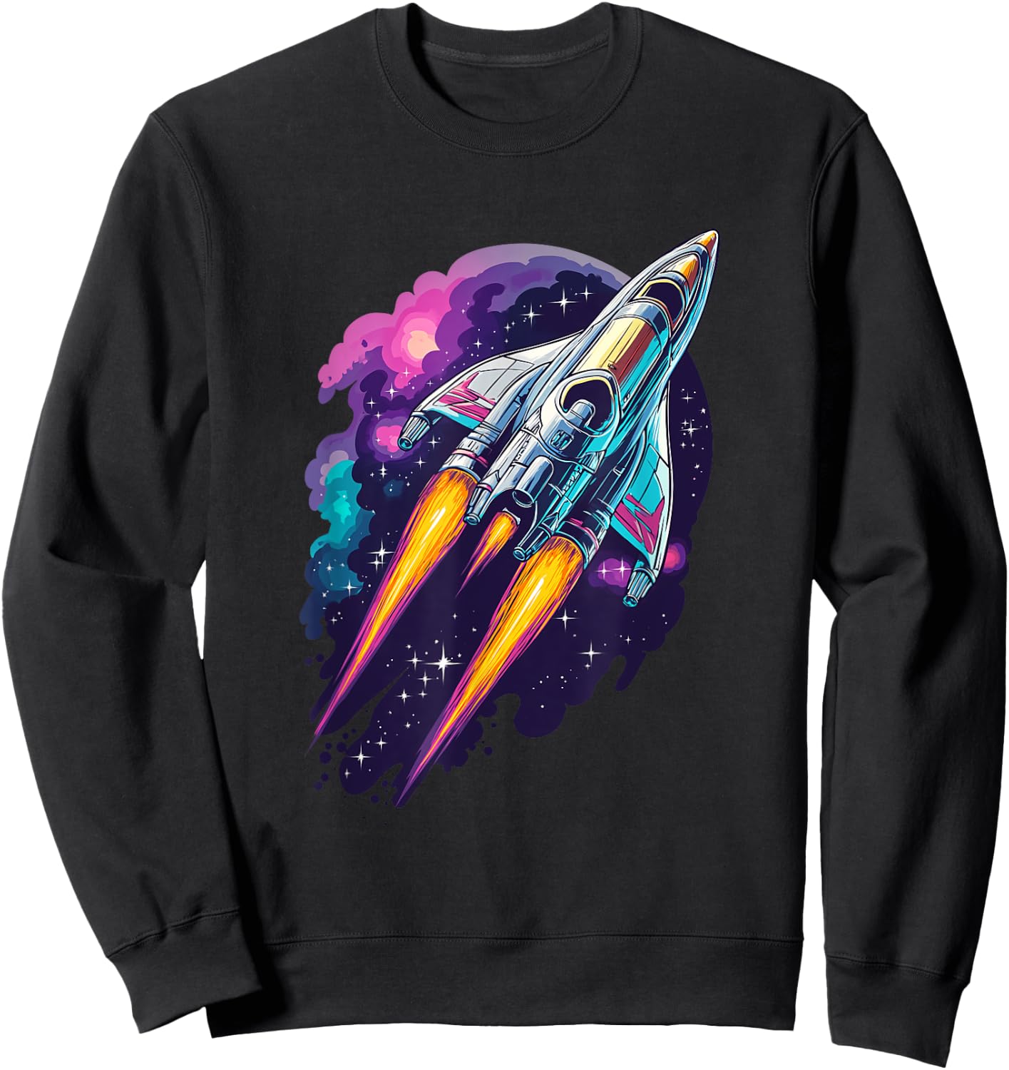 Universe Rocket Start Cosmos Shuttle Flight Galaxy Space , black Sweatshirt - Sweatshirt | Black