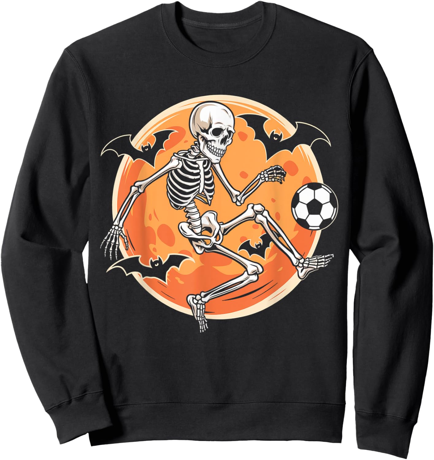 Soccer Skeleton Halloween Men Boys Soccer Player Funny Sweatshirt - Sweatshirt | Black