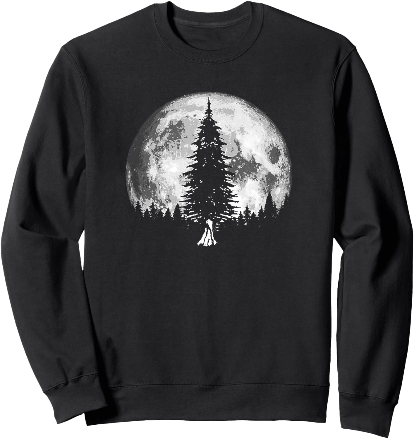 Retro full moon and minimalist pine tree vintage graphic Sweatshirt - Sweatshirt | Black