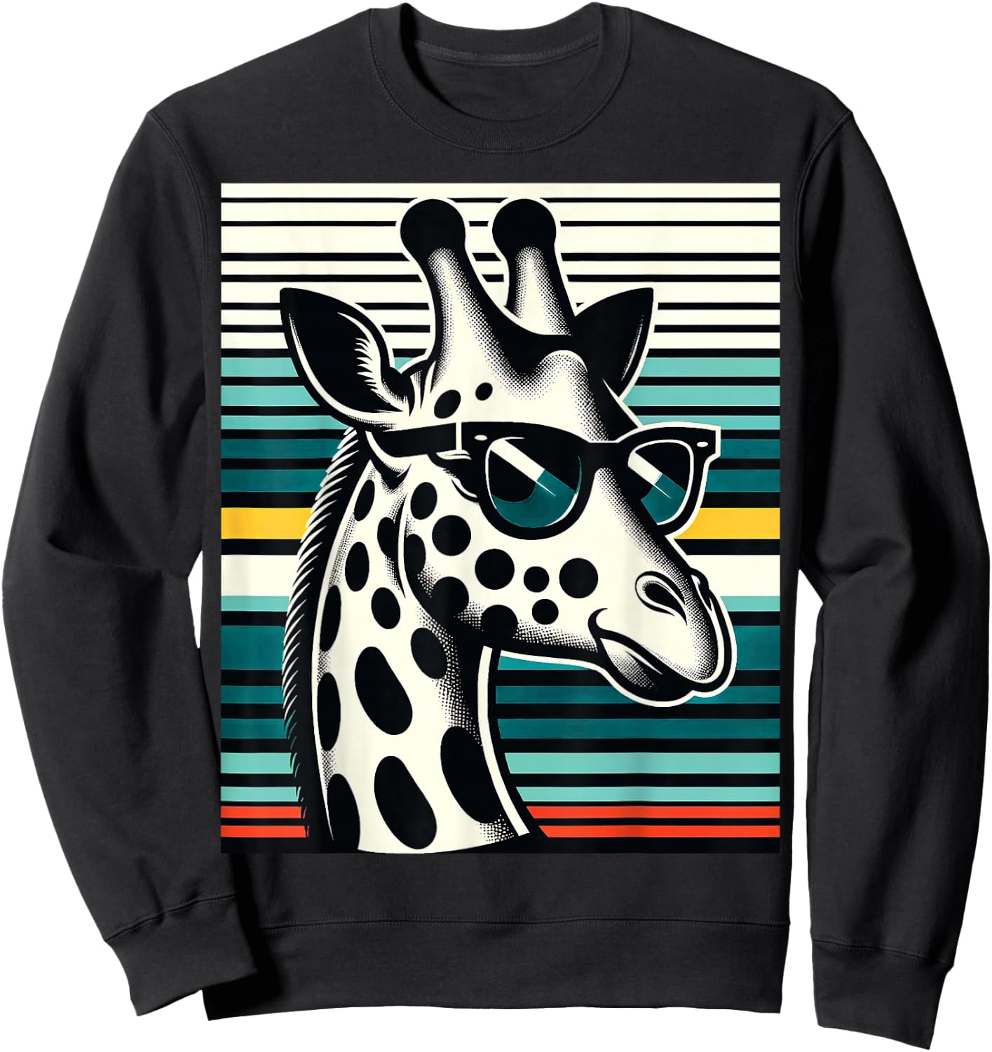 Funny Giraffe Vintage Sunglasses African Animal Lover Sweatshirt - Sweatshirt | Black
