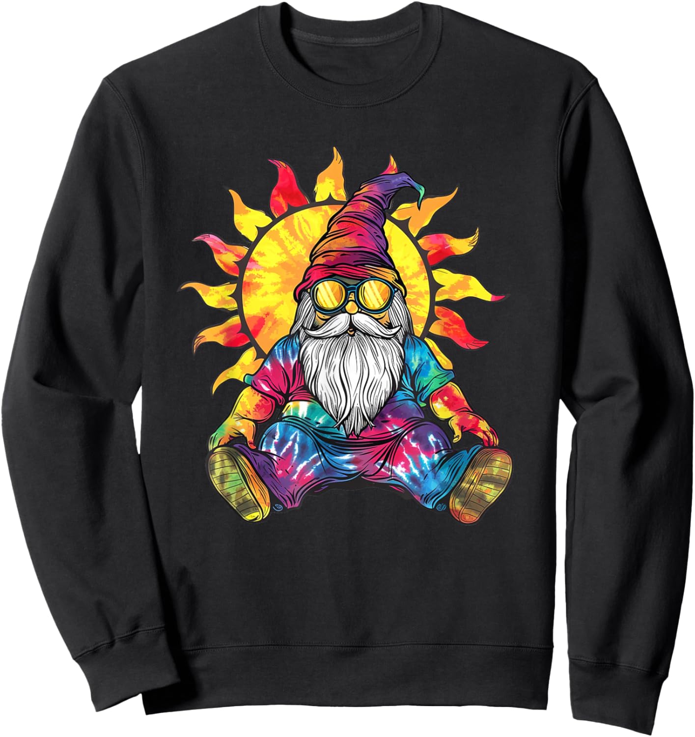 Gnome Colorful Pop Art Design Shirt Groovy Gnome Women Men Sweatshirt - Sweatshirt | Black