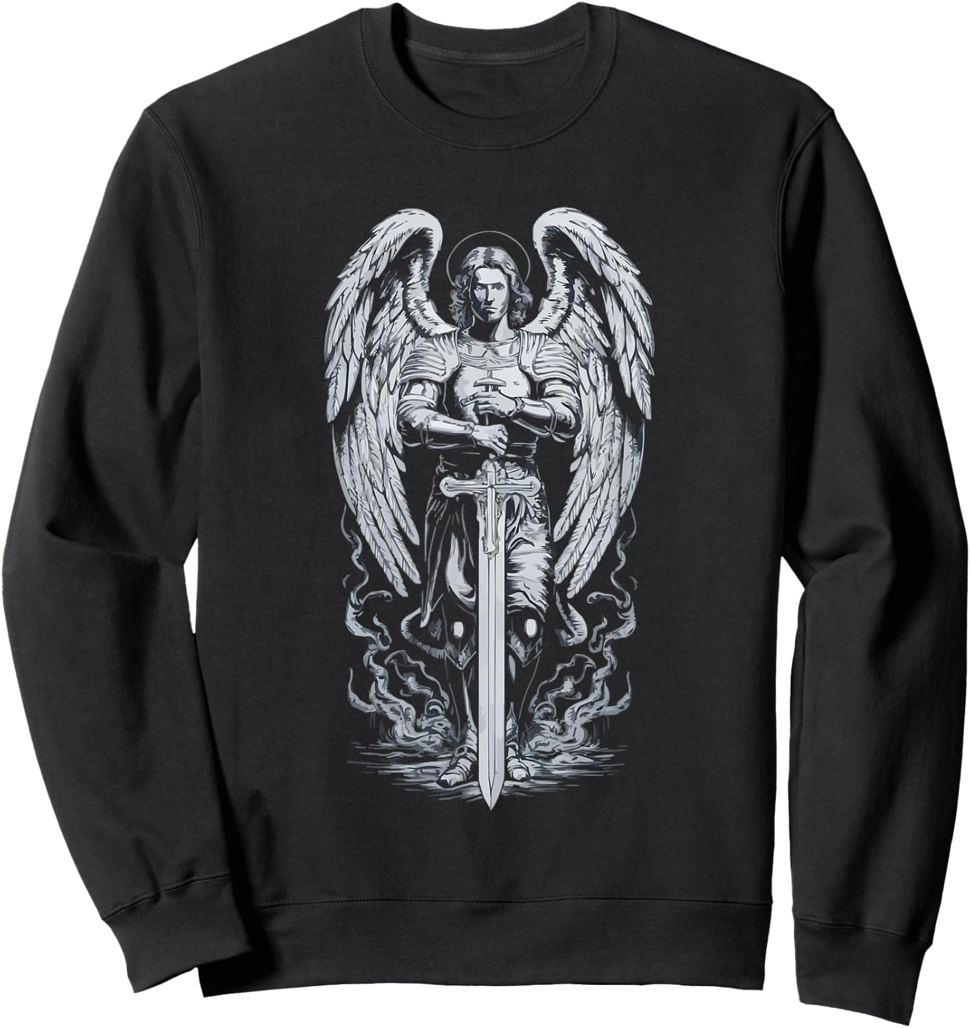 Archangel Catholic Religion Christianity Guardian Angel Sweatshirt - Sweatshirt | Black