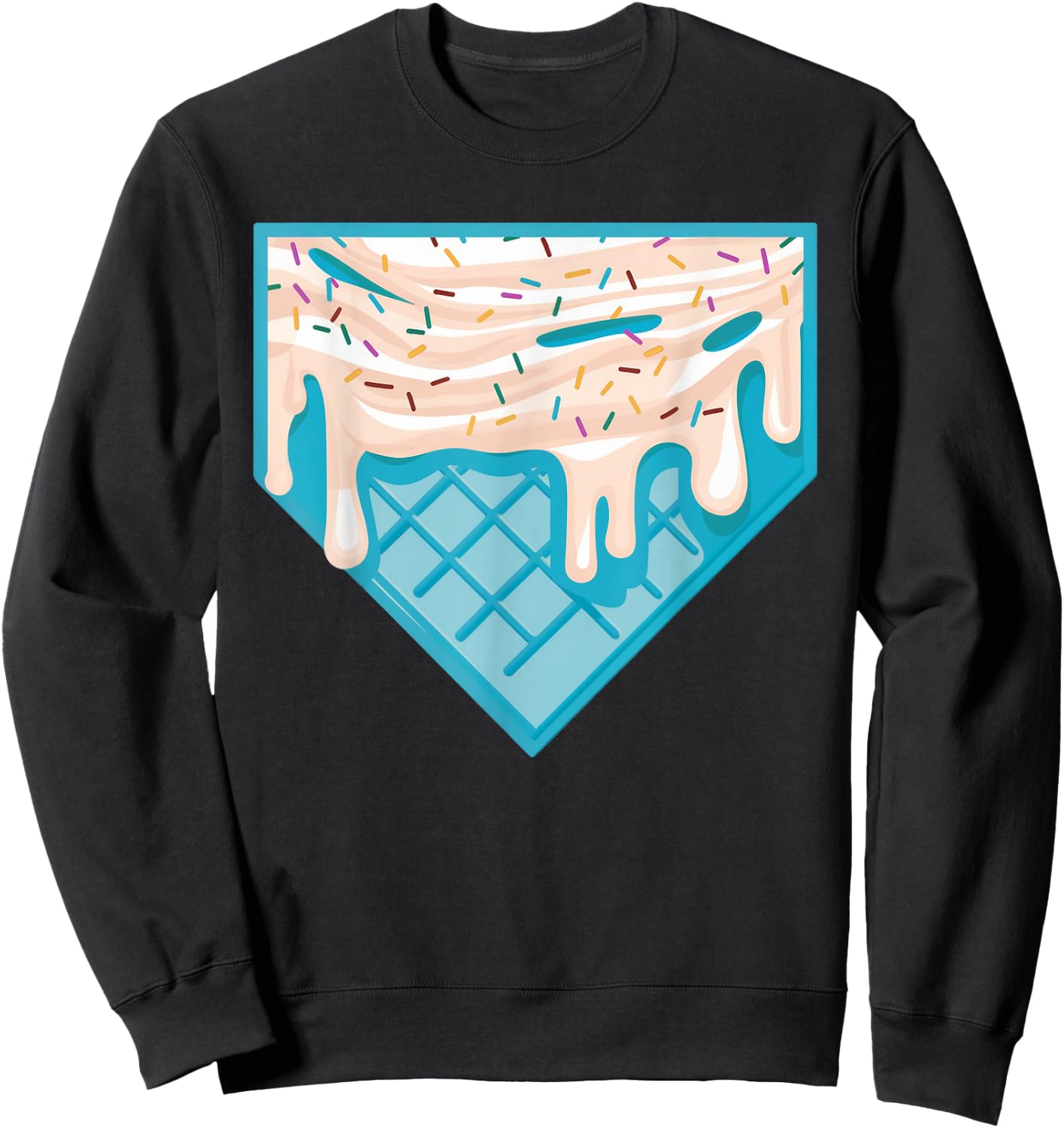 Funny Home Plate Drip - Ice Cream Softball & Baseball Sweatshirt - Sweatshirt | Black