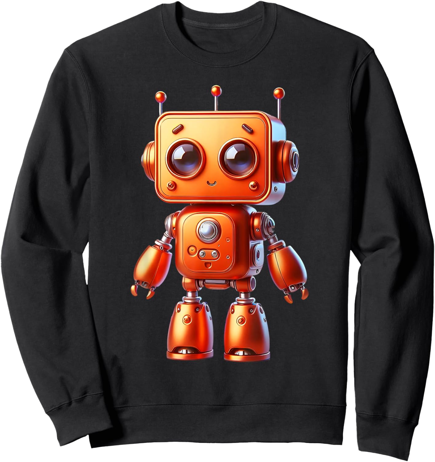 Retro Orange Robot Robotic ROBOT Art Science & Math Boy Sweatshirt - Sweatshirt | Black