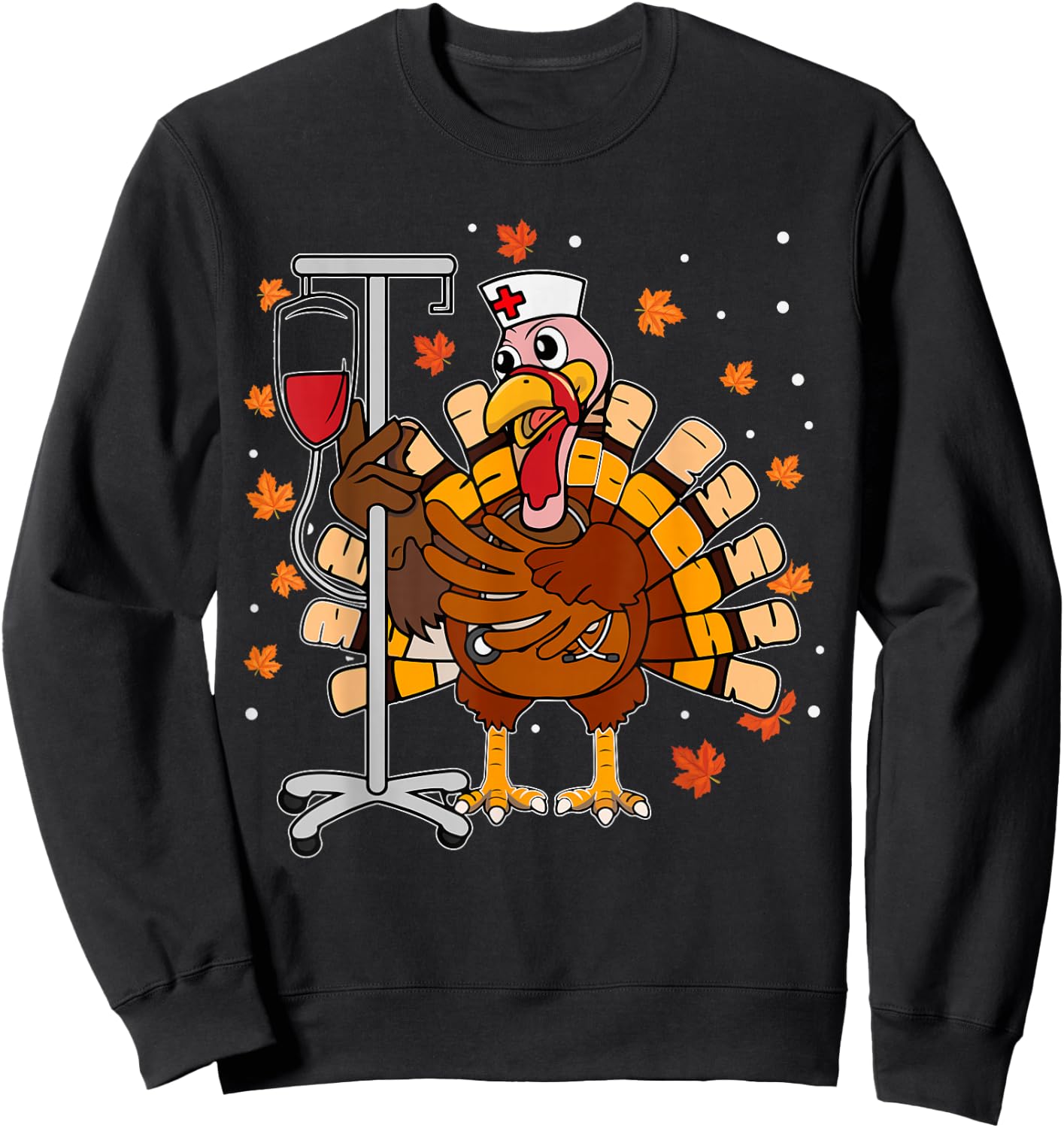 Thanksgiving Nurse Shirt Funny Turkey Scrub Gifts For Nurses Sweatshirt - Sweatshirt | Black