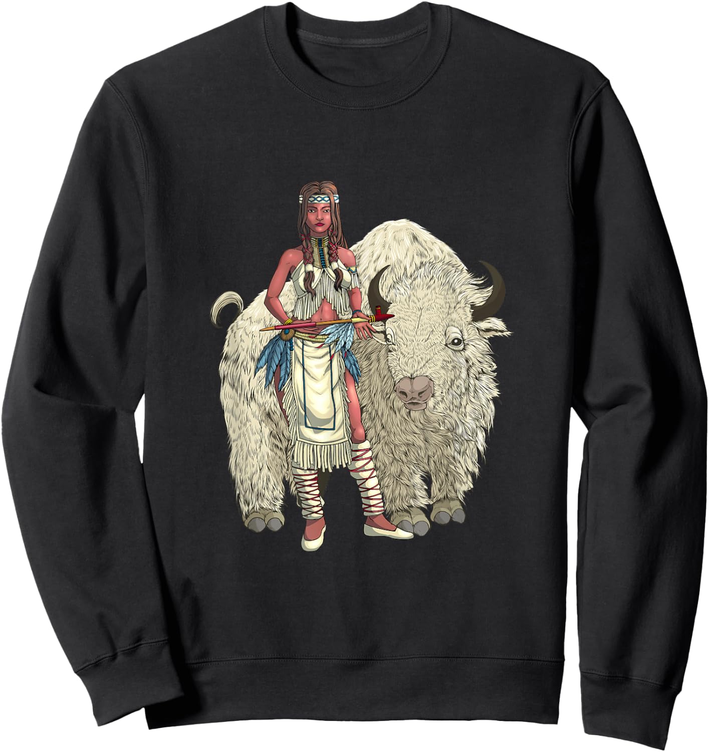 White Buffalo Woman Sweatshirt - Sweatshirt | Black