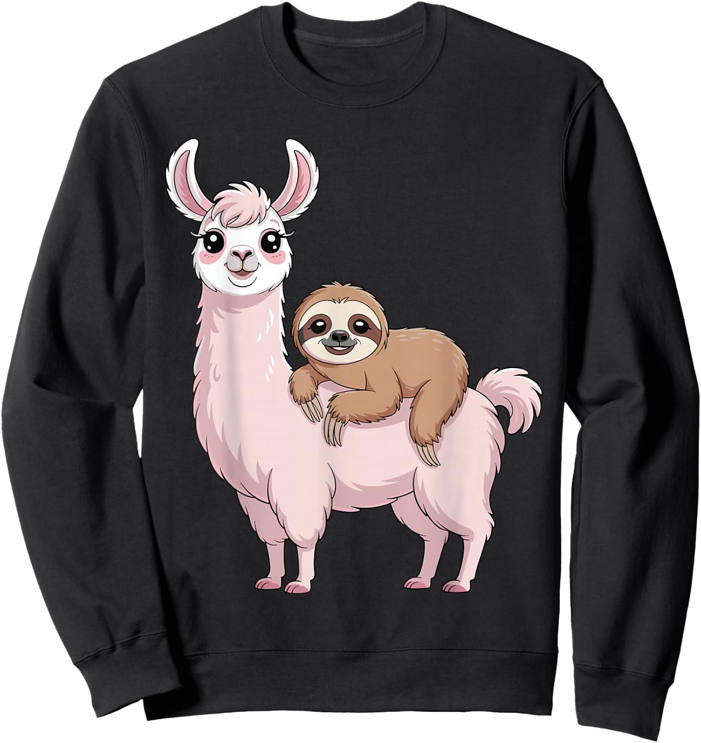Sloth Riding Llama Funny Llama Women Kids Sweatshirt - Sweatshirt | Black