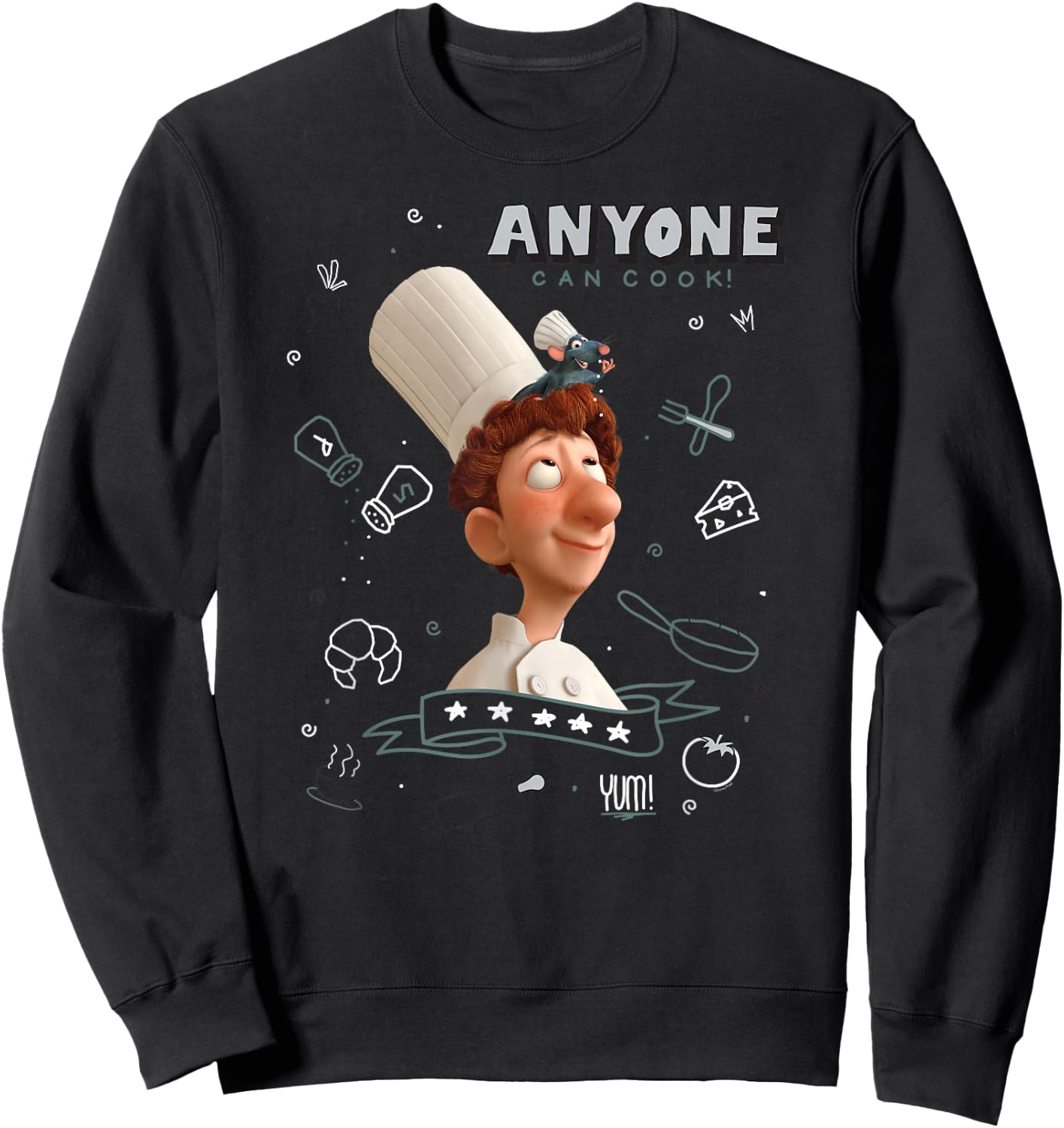 Disney Pixar Ratatouille Remy & Linguini Anyone Can Cook , blue Sweatshirt - Sweatshirt | Black