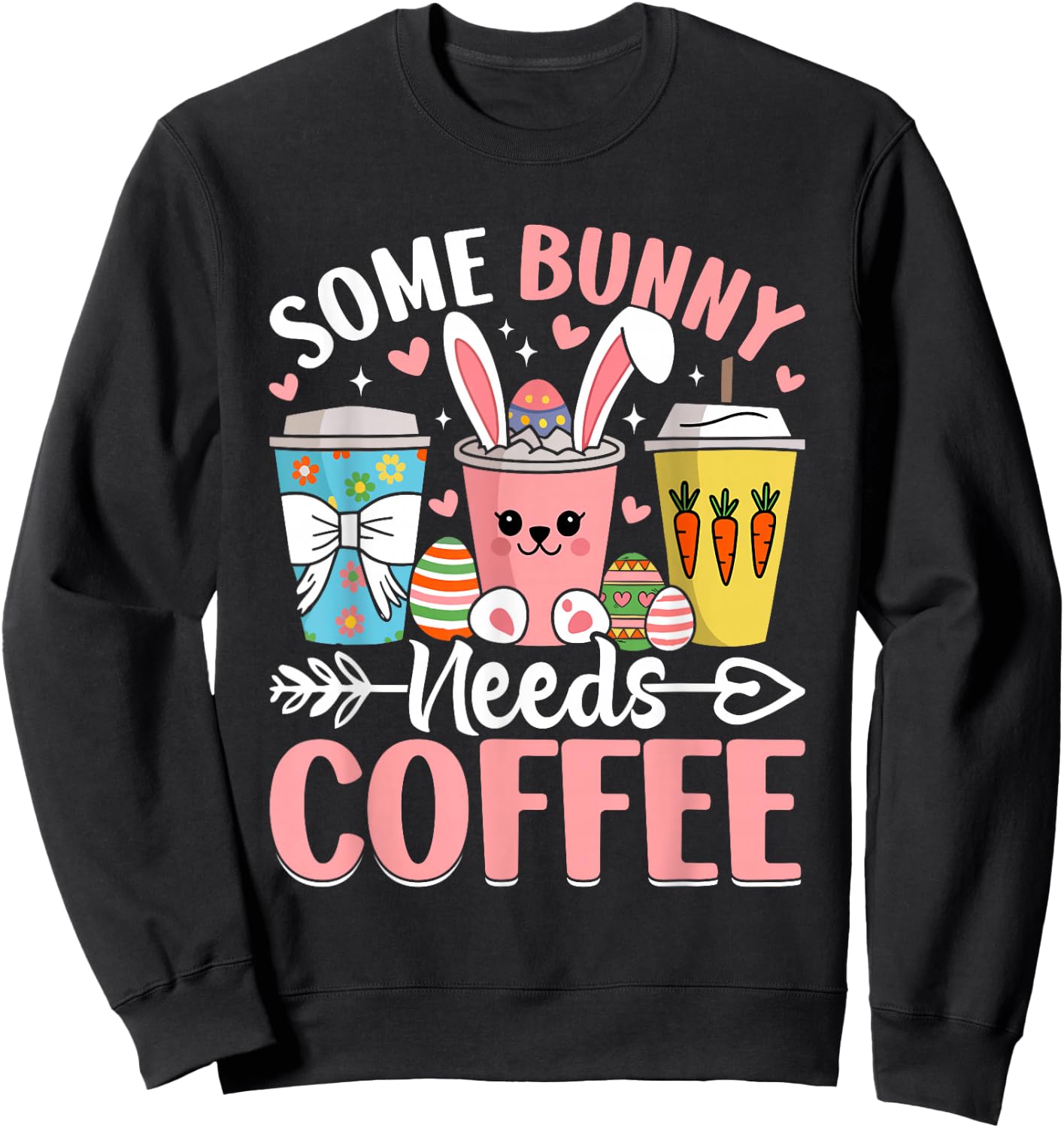 Cute Easter Bunny Coffee Lovers Sweatshirt - Sweatshirt | Black