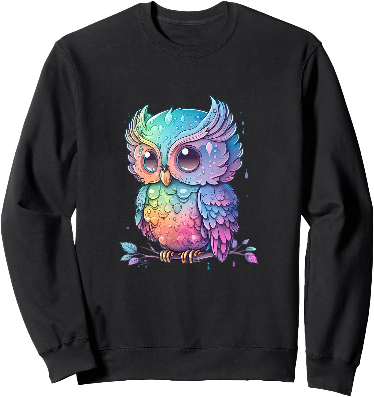 Bunte Eule mit großen Augen Sweatshirt - Sweatshirt | Black