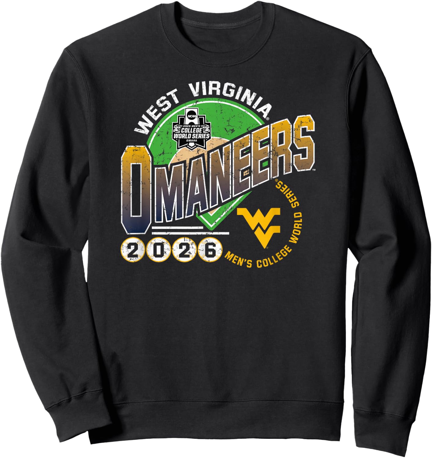 West Virginia Mountaineers CWS Baseball 2026 Omaneers Retro Sweatshirt - Sweatshirt | Black