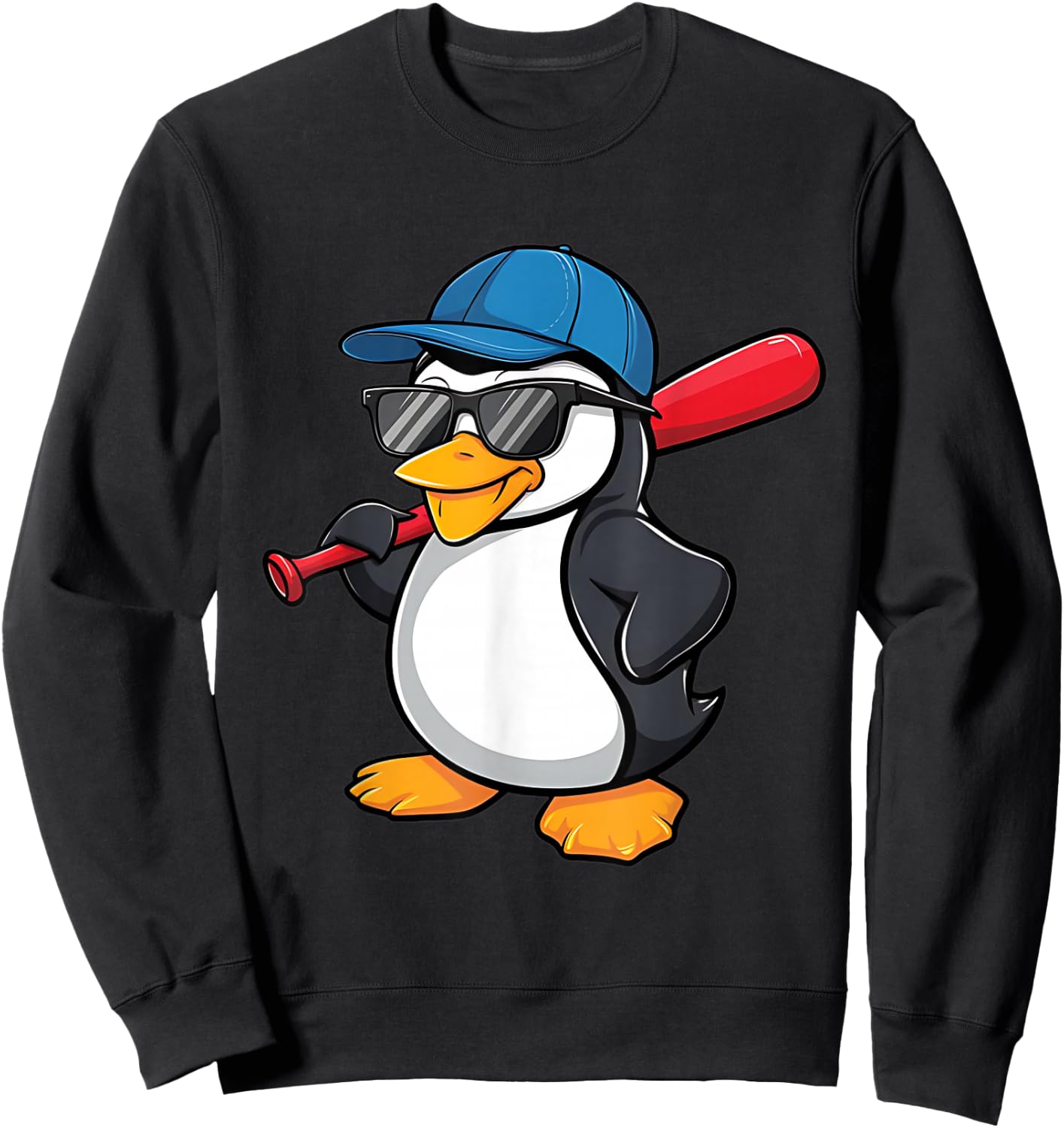 Penguin Baseball Panda Playing Baseball Penguin Sweatshirt - Sweatshirt | Black