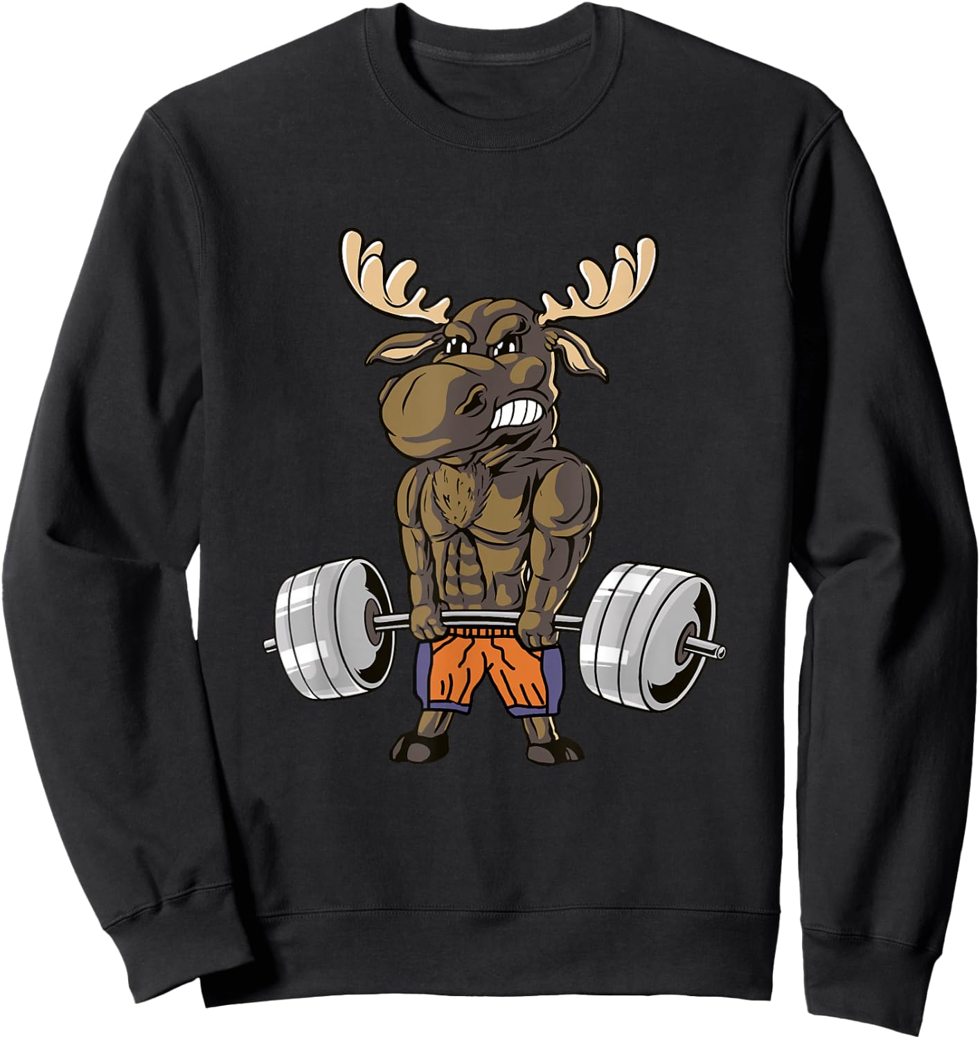 Funny Deadlift Moose Weightlifting Gym Humor Sweatshirt - Sweatshirt | Black