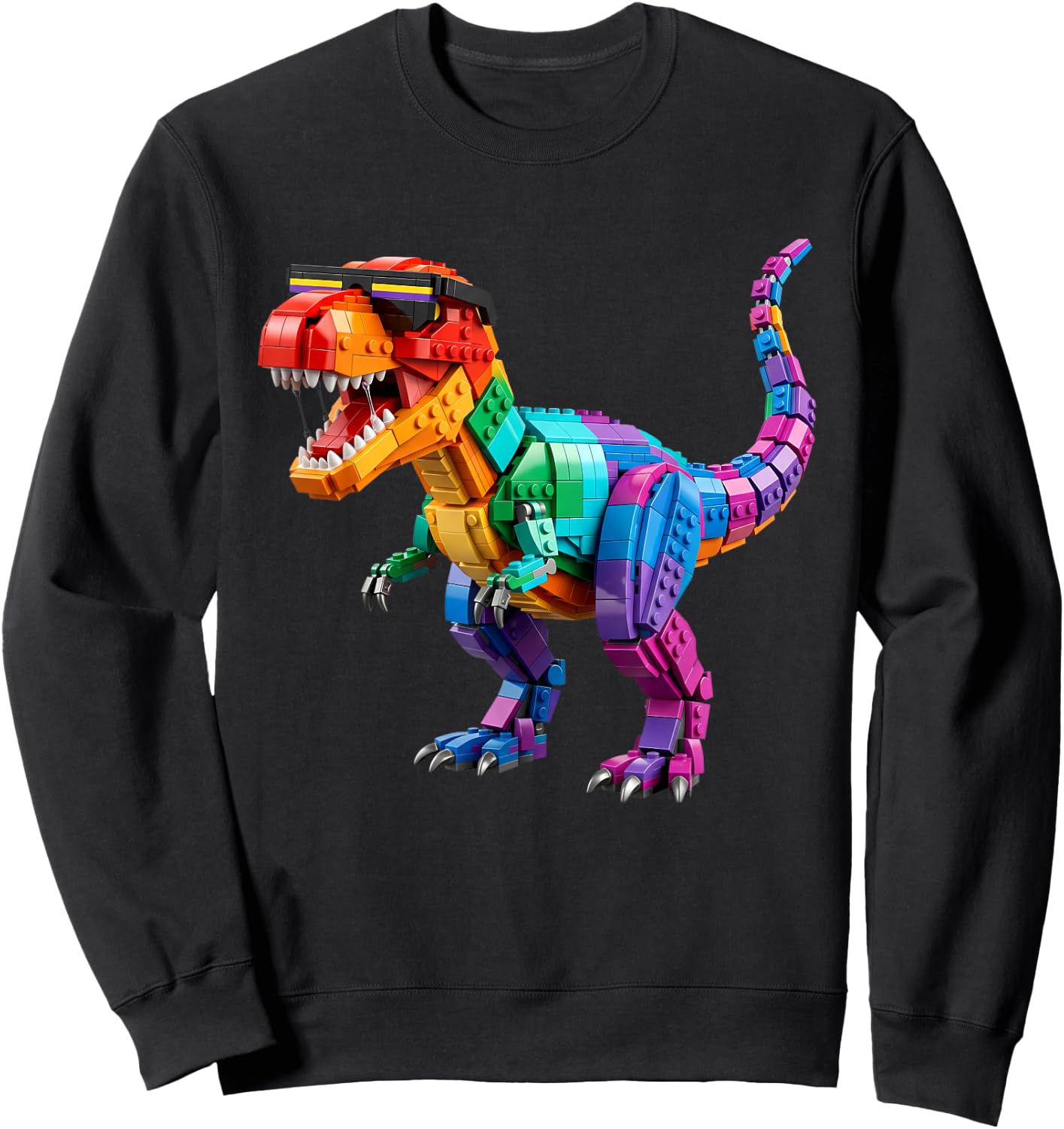 Master Builder Boys Kids Building Bricks Toys Dinosaur T-Rex Sweatshirt - Sweatshirt | Black