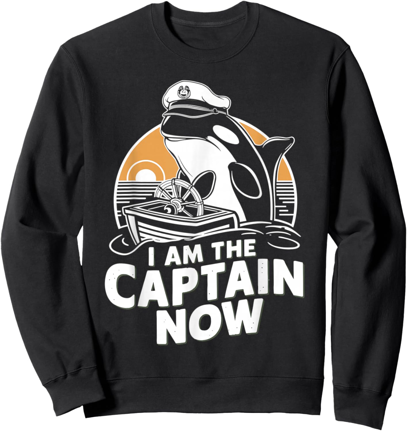 Funny Orca and a Sinking Boat Sweatshirt - Sweatshirt | Black