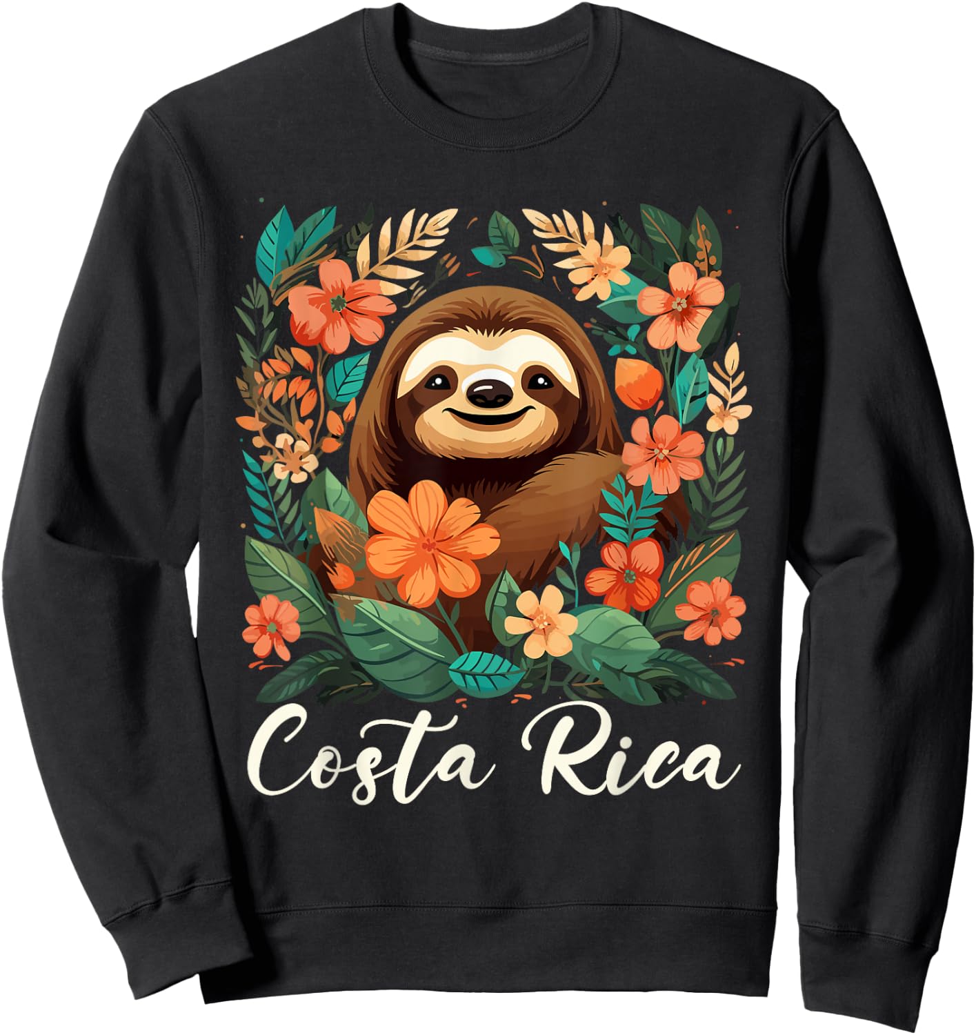 Costa Rica Tropical Sloth Sweatshirt - Sweatshirt | Black