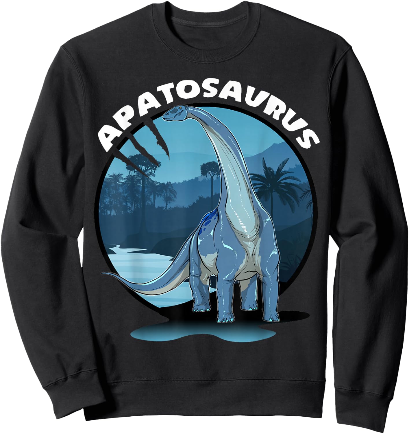 Apatosaurus Dinosaur Design With Background Sweatshirt - Sweatshirt | Black