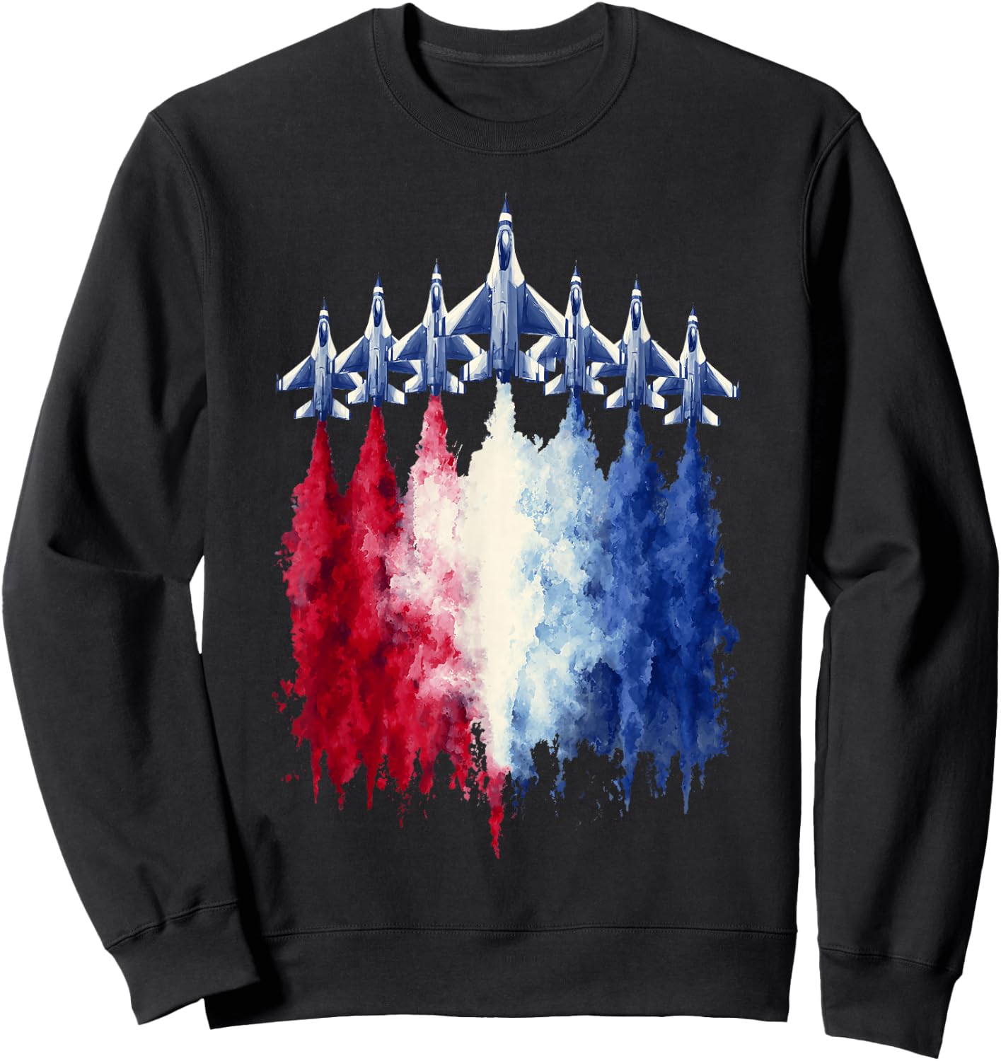 4th of July Patriotic Fighter Jets Airshow USA Sweatshirt - Sweatshirt | Black