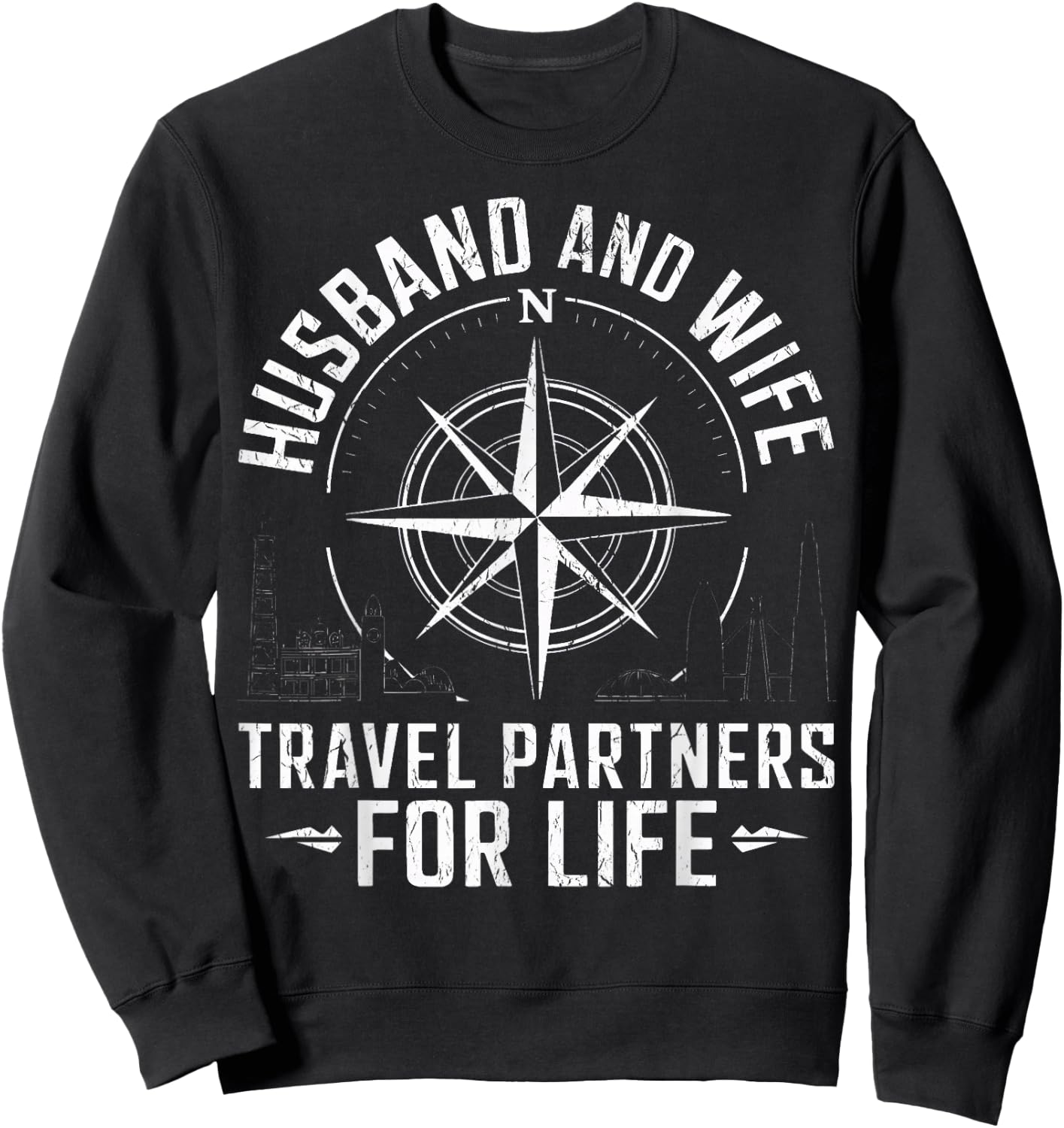 Couples Road Trip Husband Wife Travel Partners For Life Sweatshirt - Sweatshirt | Black